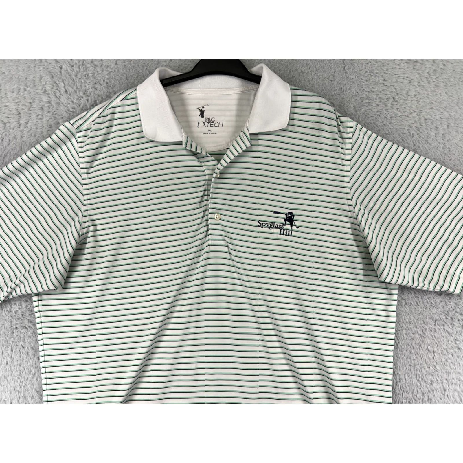 Vintage F&G Tech Polo Shirt Mens XL Green White Stripe Polo Shirt Golf Polyester Polo Shirt Mens XL Green White Stripe Size US XL / EU 56 / 4 - 6 Thumbnail