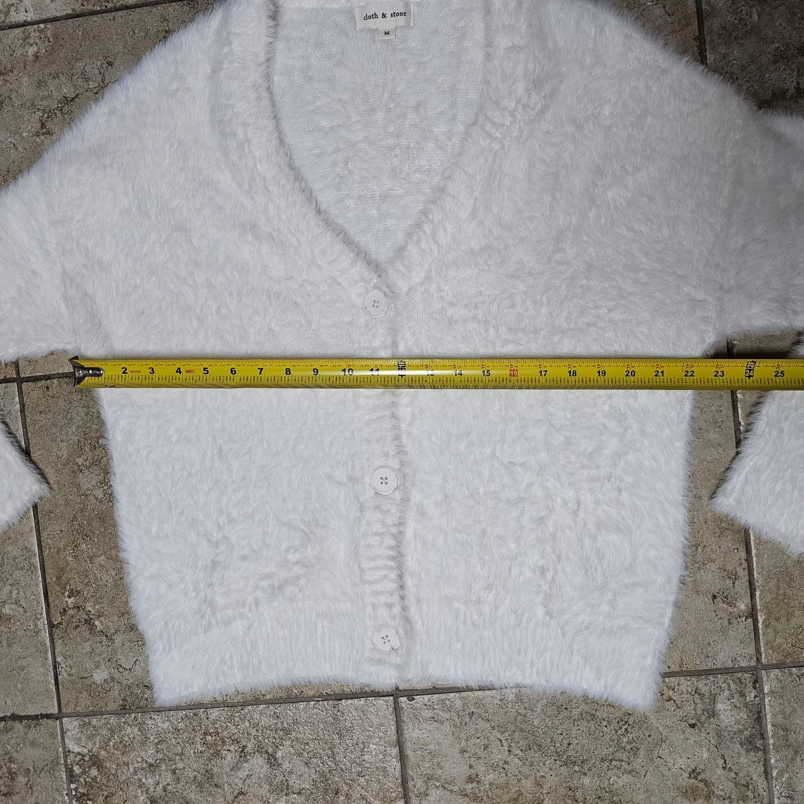 Anthropologie cloth & stone White fuzzy cardigan sweater size Medium Size M / US 6-8 / IT 42-44 - 8 Thumbnail