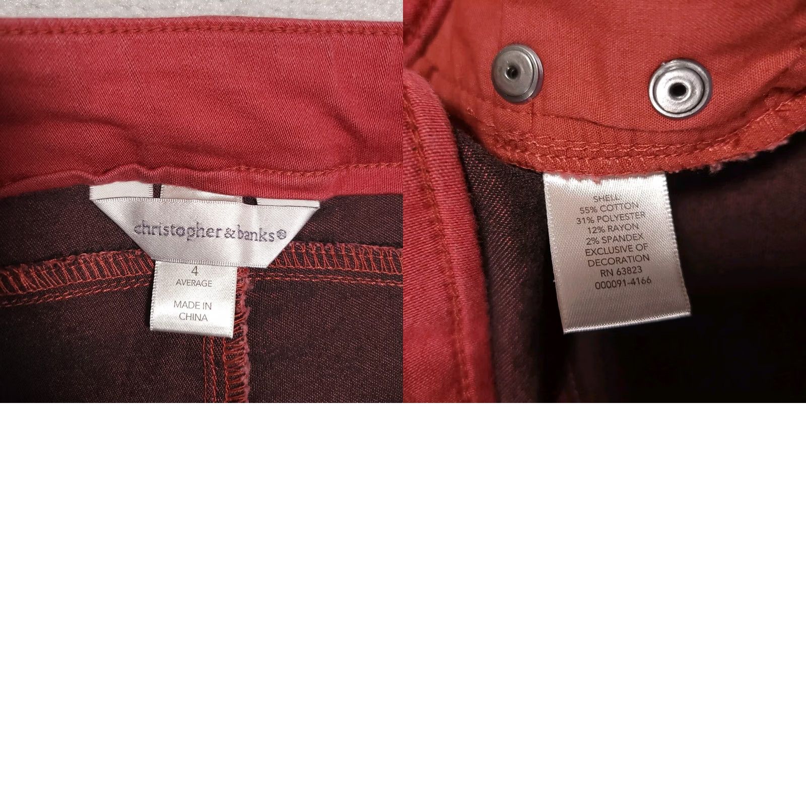 Vintage Christopher & Banks Capri Pants Women's 4 Red Stretch Crop Casual Mid-Rise Pants Capris Womens Regular Red Stretch Capri 4 Midwest? Size 27" / US 4 / IT 40 - 9 Thumbnail