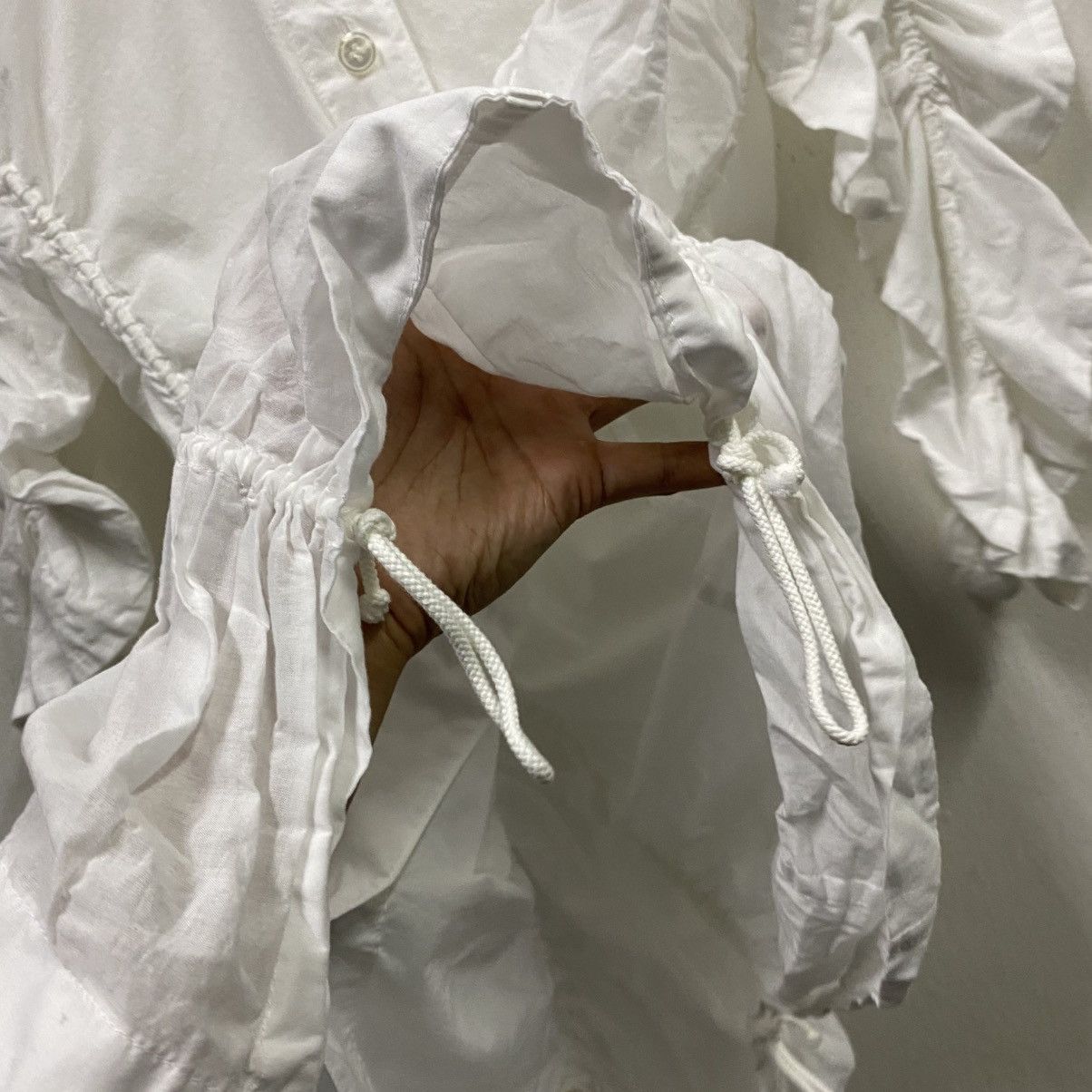 Issey Miyake Issey Miyake White Ruched Button-Up Shirt Size M / US 6-8 / IT 42-44 - 10 Thumbnail
