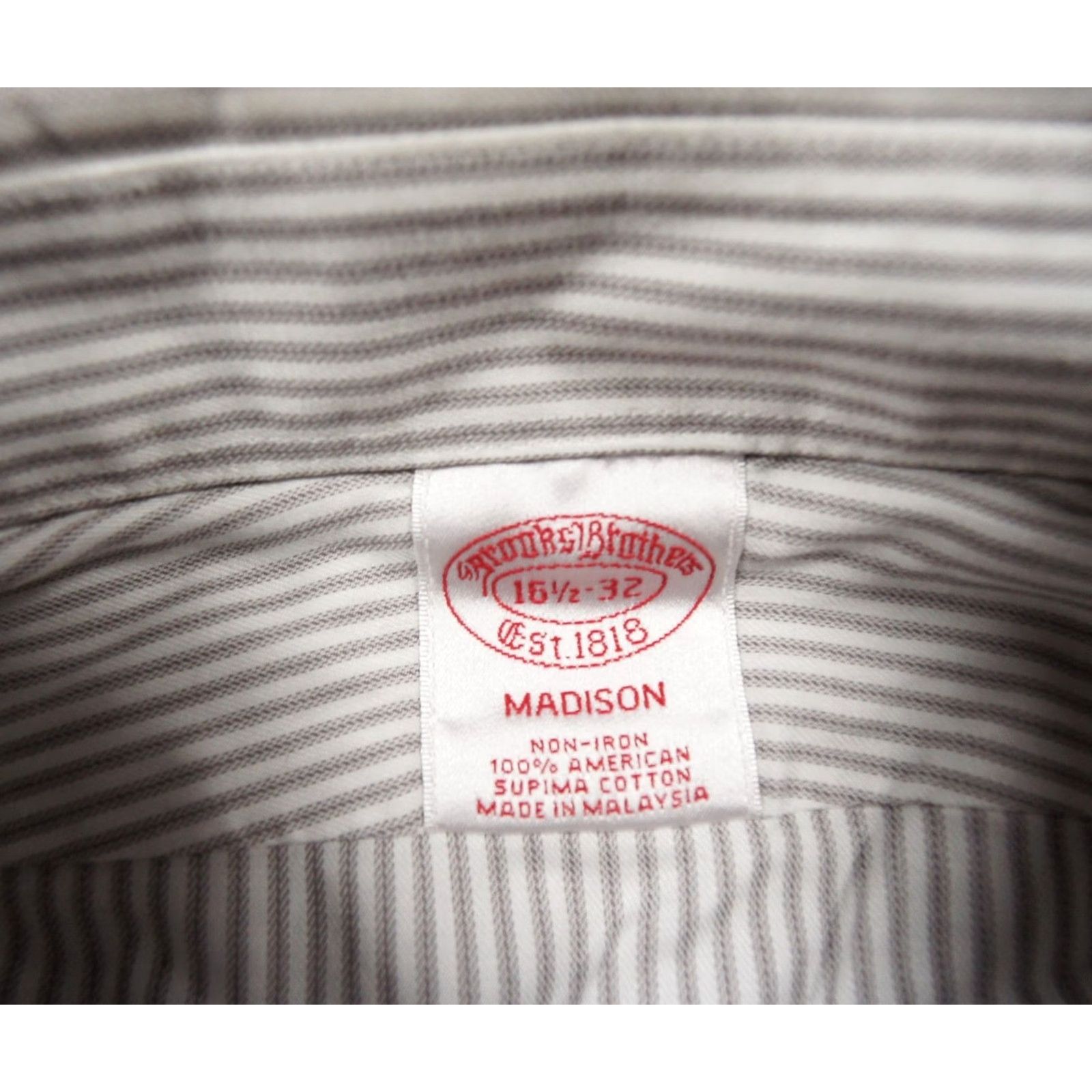 Brooks Brothers Brooks Brothers Shirt Mens 16.5 / 32 Gray Button Down Striped Madison Supima Size US XS / EU 42 / 0 - 6 Thumbnail