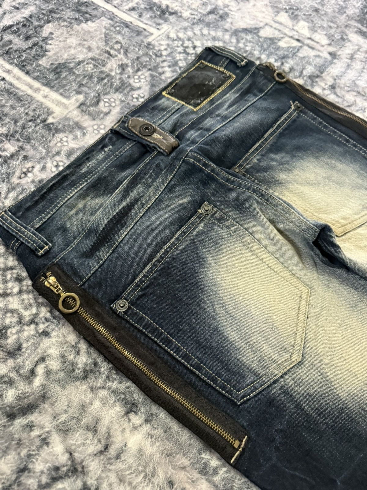 If Six Was Nine Trim Co Japan Wolf Cut Shadow Wash Studded Flared Jeans Size US 30 / EU 46 - 15 Thumbnail