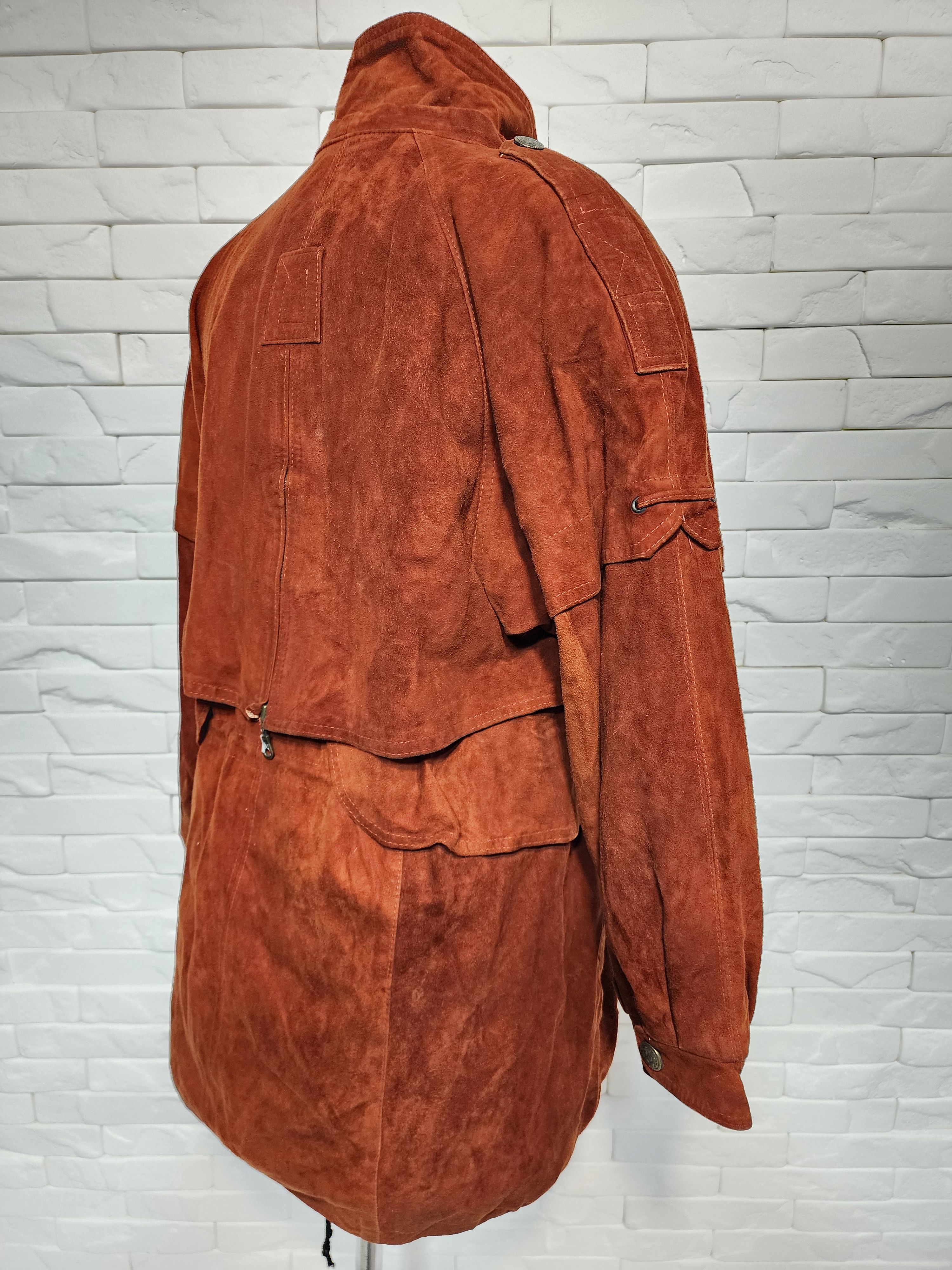 Genuine Leather Vintage Brown Suede Leather Jacket: Size L / US 10 / IT 46 - 6 Thumbnail