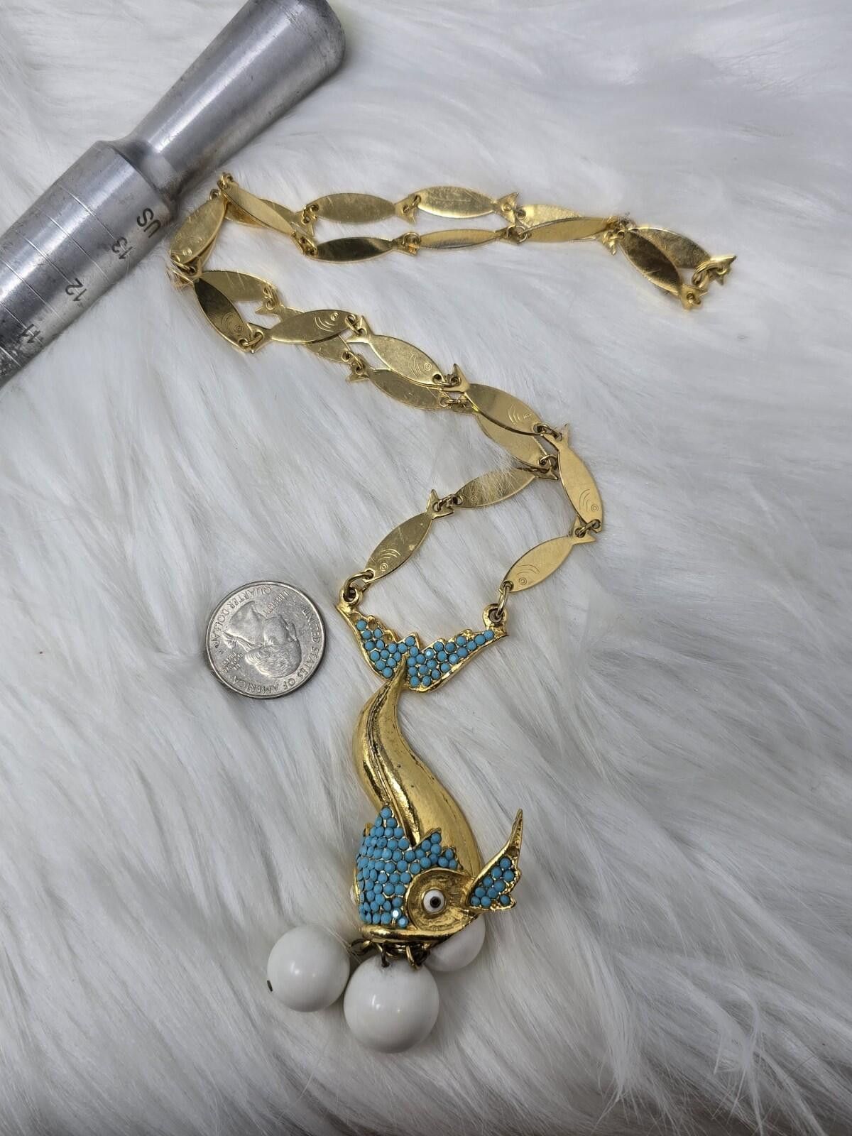 Other Vintage Alice Caviness Fish Necklace 12K GF 25” Size ONE SIZE - 4 Thumbnail
