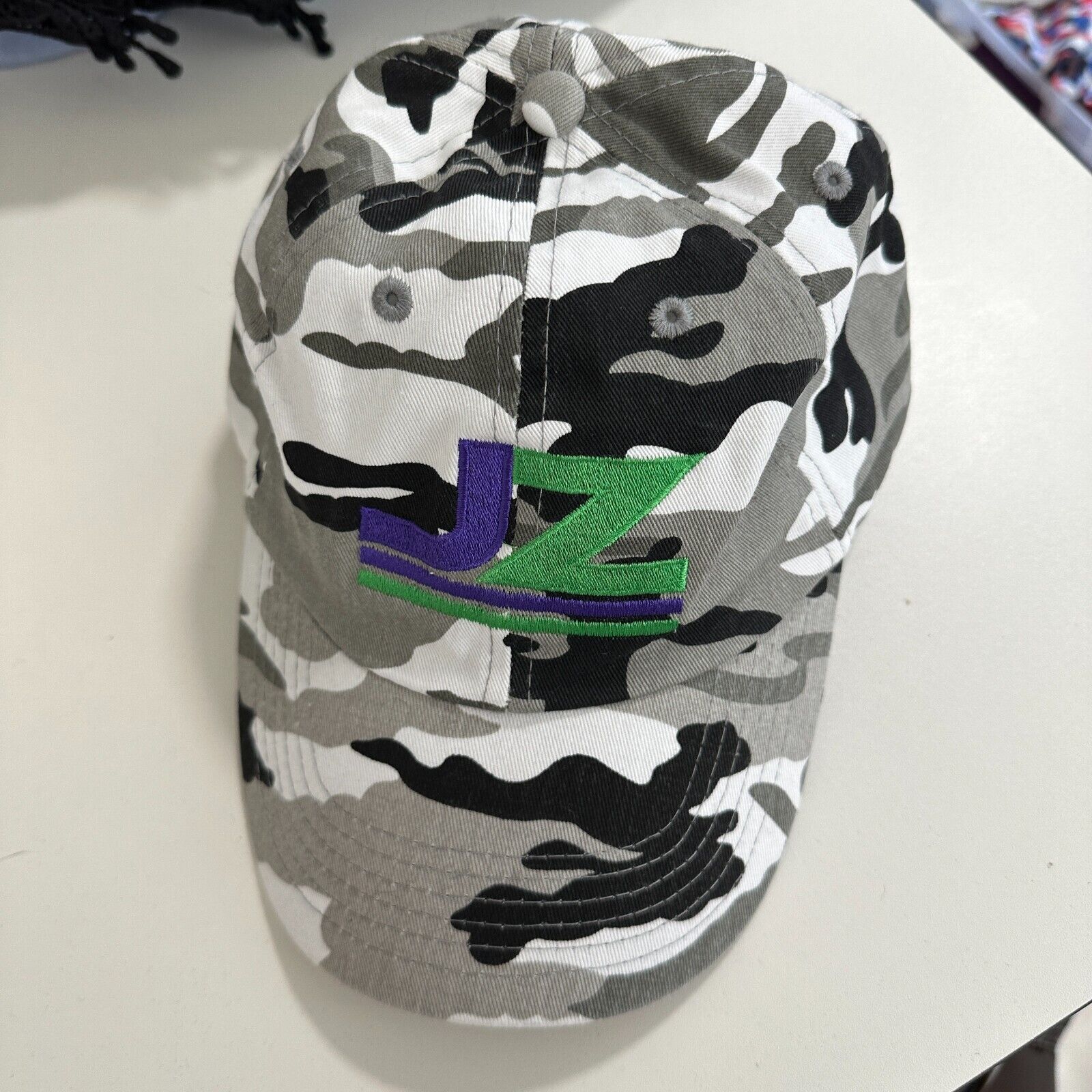 Other JZ Black Gray White Camo Adj Baseball Cap Purple Green Logo Size ONE SIZE - 6 Thumbnail
