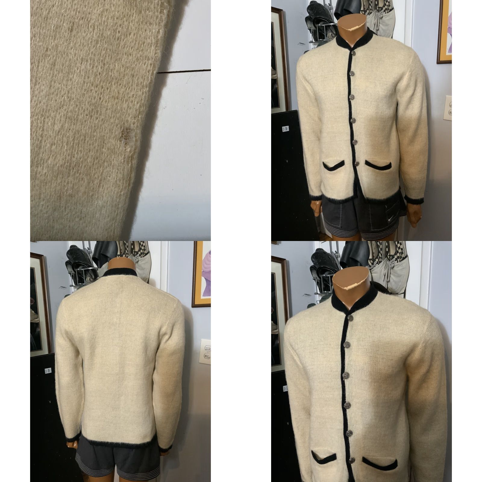 Vintage VINTAGE 60s Rob Scot Mohair Lambswool Hessian Soldier Button Cardigan Sweater LG Size L Size US L / EU 52-54 / 3 - 8 Thumbnail
