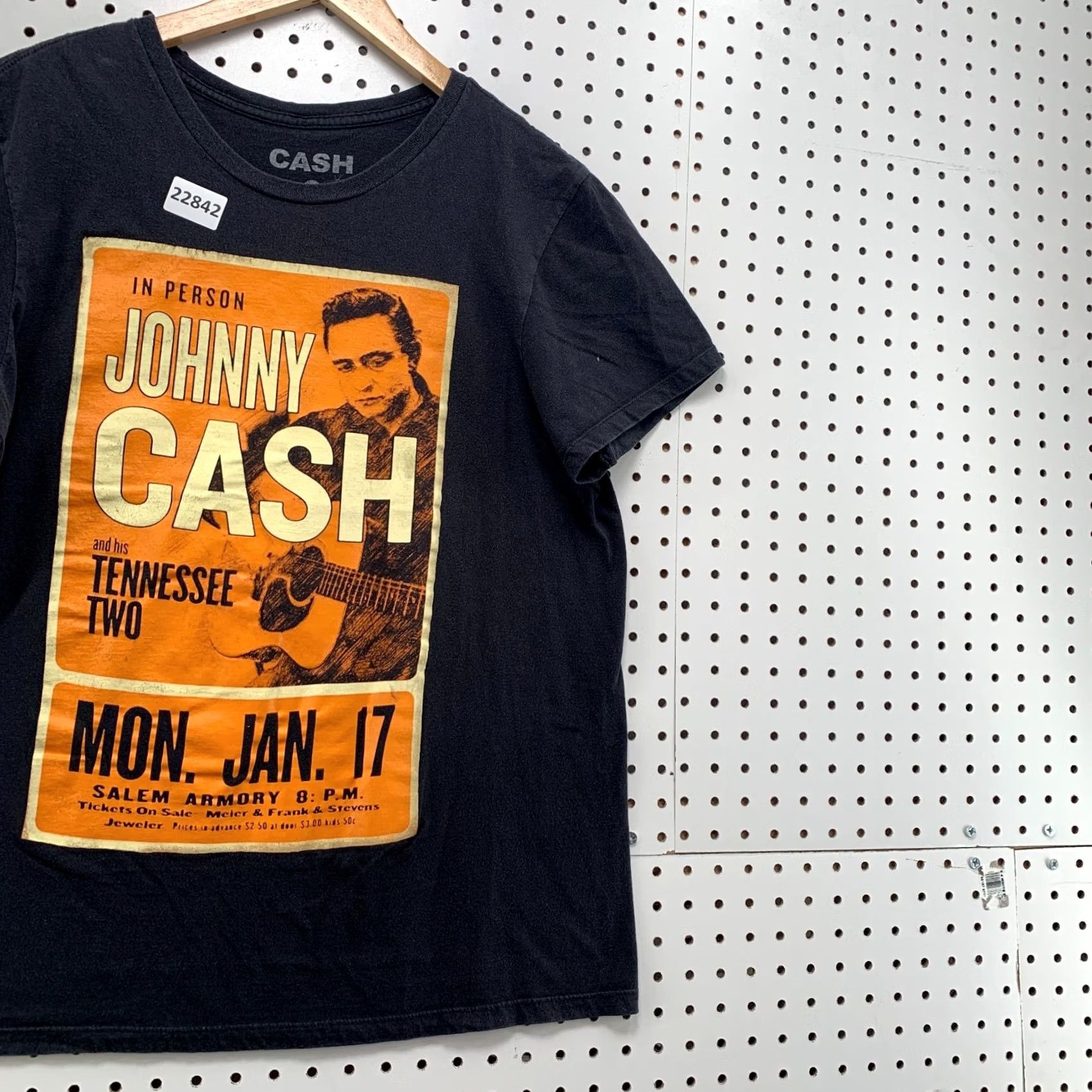 Vintage Johnny Cash Shirt Black Ticket Stub Graphic Fits Men Medium Band TEE Size US M / EU 48-50 / 2 - 4 Thumbnail