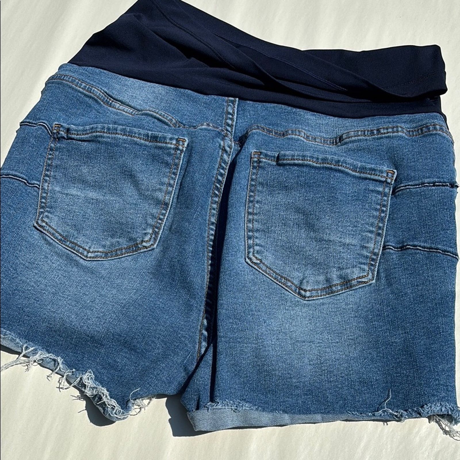 The Unbranded Brand S.O.N.G Denim Blue Maternity Shorts Size Large Size 34" / US 12 / IT 48 - 3 Thumbnail