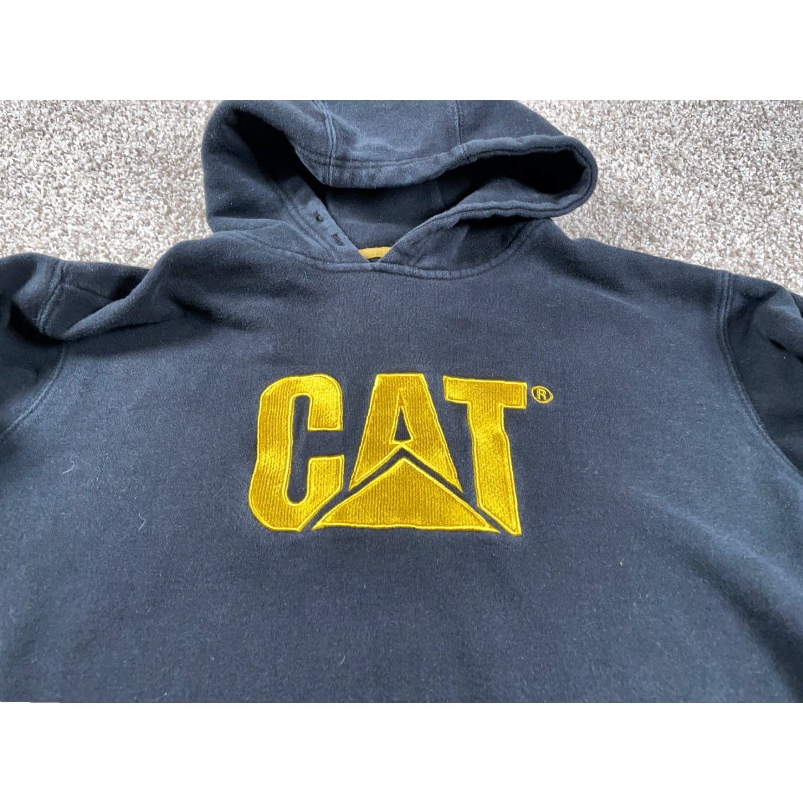 Vintage CAT Caterpillar Hoodie Adult Large Black Sweatshirt Embroidered Heavyweight Size US L / EU 52-54 / 3 - 5 Thumbnail