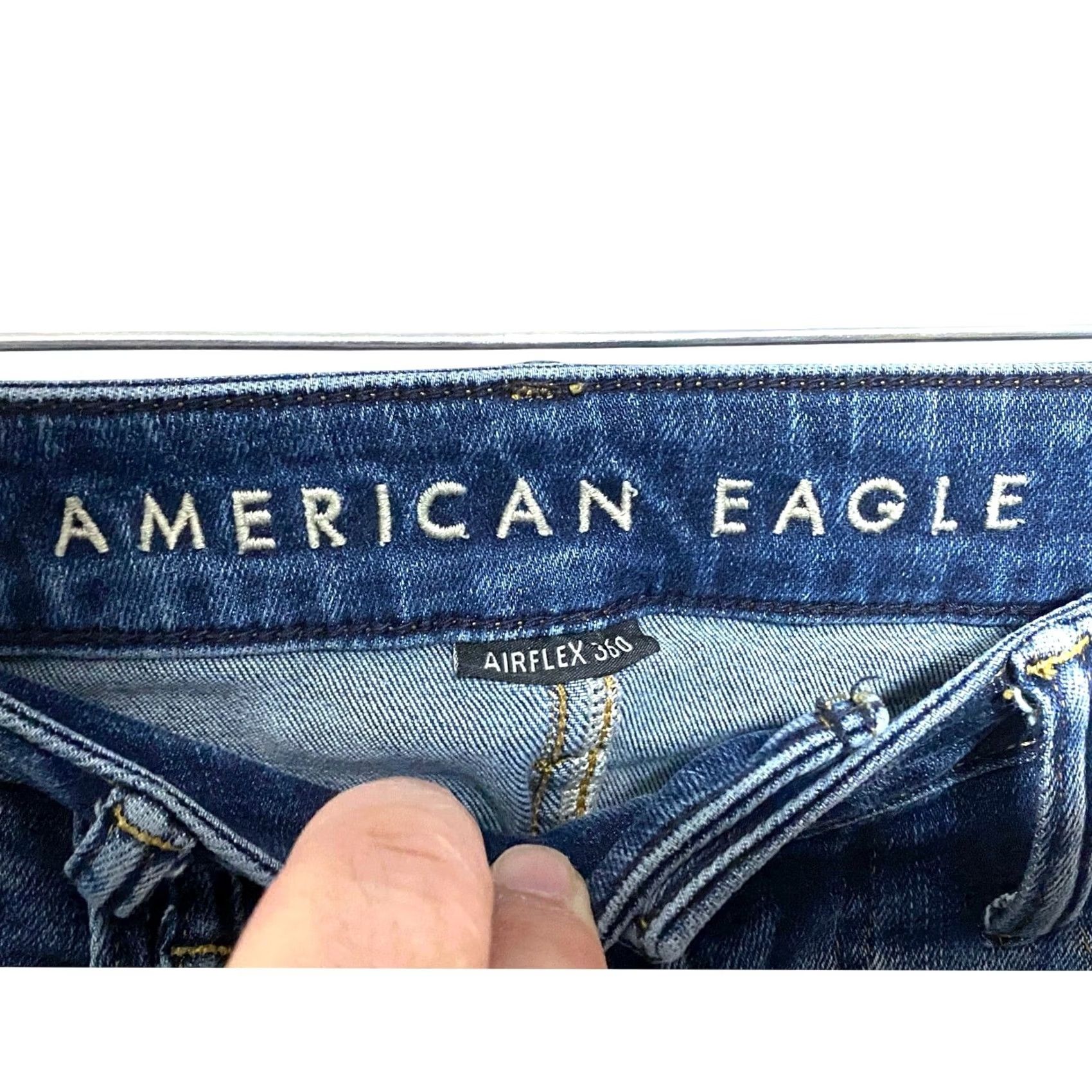American Eagle Outfitters VINTAGE American Eagle Outfitters Airflex 360 Skinny Jeans Mens 29x32 Distressed Ripped Grunge Punk Rock 5-Pocket Denim Blue Mens Size US 29 - 6 Thumbnail