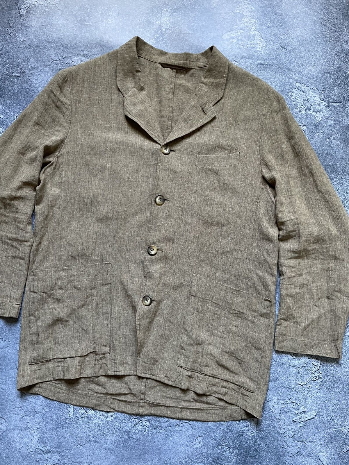 Dries Van Noten Vintage 90s Dries Van Noten Archival Linen Blazer Jacket Size 52S - 3 Thumbnail