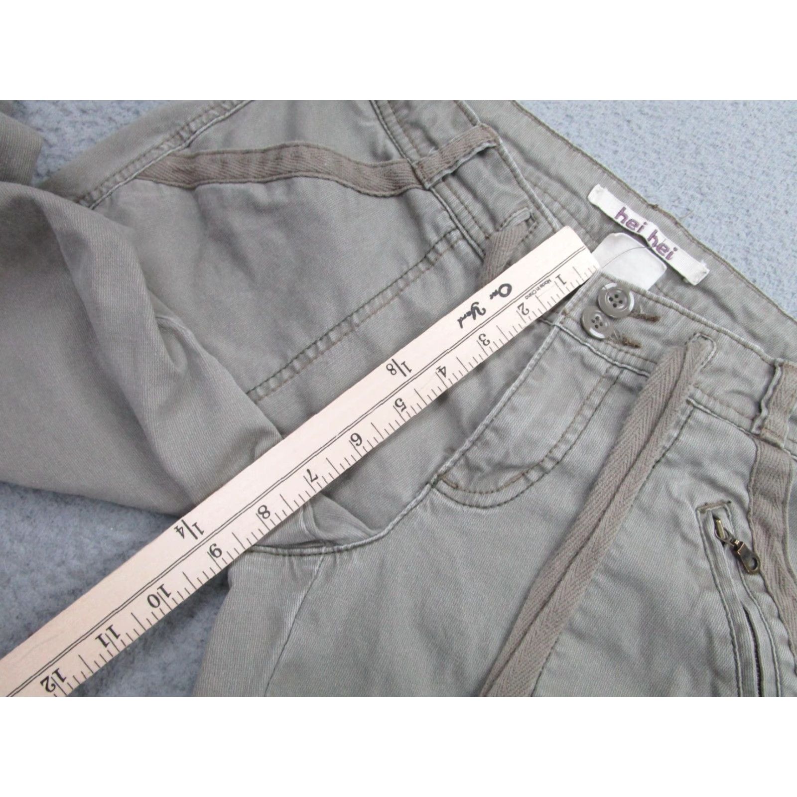 Olive VINTAGE Hei Hei Cargo Jogger Pants Womens 6 Olive Green Tapered Cuffed Casual Size 28" / US 6 / IT 42 - 6 Thumbnail