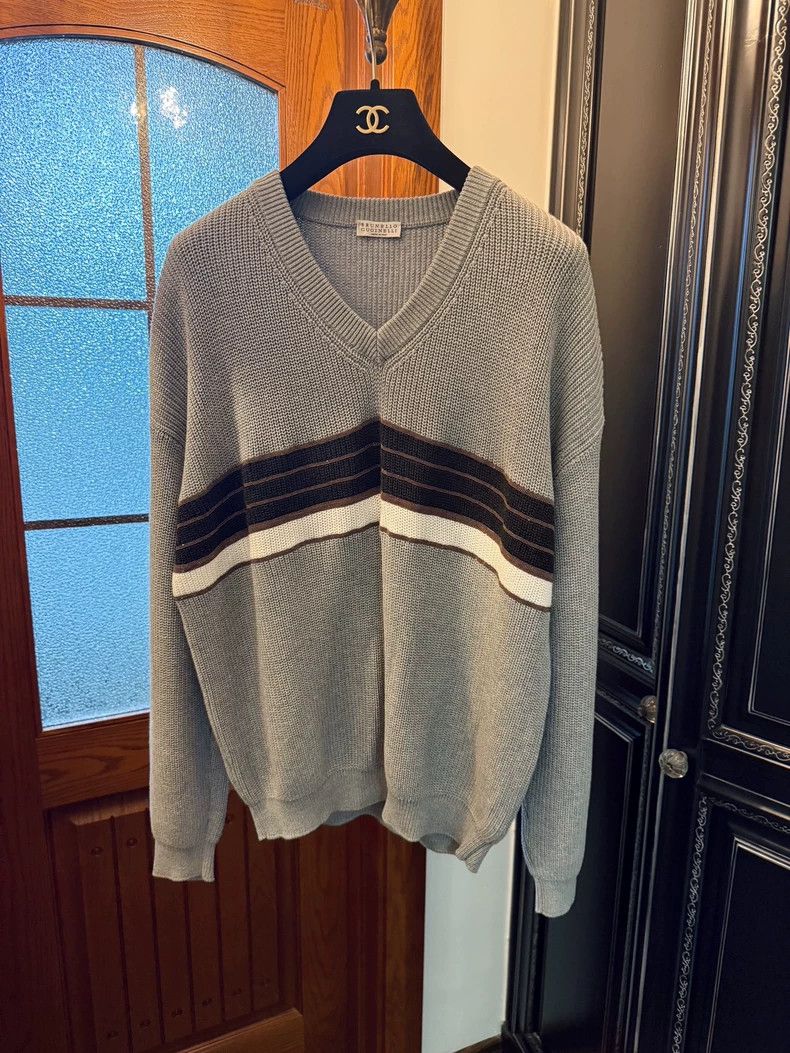 Brunello Cucinelli Brunello Cucinelli Beaded Cotton Sweater - dmc Size US L / EU 52-54 / 3 - 1 Thumbnail
