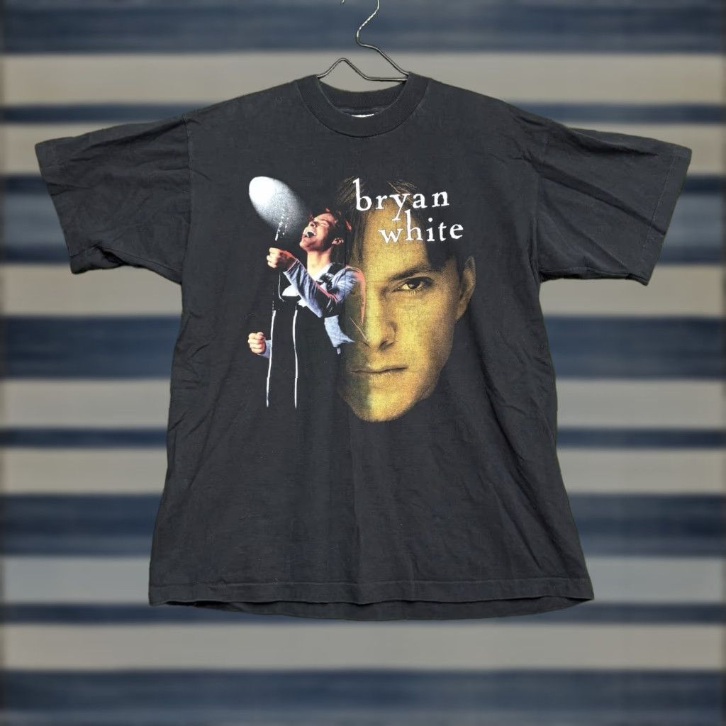 Fruit Of The Loom VINTAGE Bryan White Shirt Mens XL 90s Sittin' on Go Cotton White Short Sleeve Crew Neck T-Shirt Fruit of the Loom Mens Vintage 1990s Music Size US XL / EU 56 / 4 - 1 Thumbnail