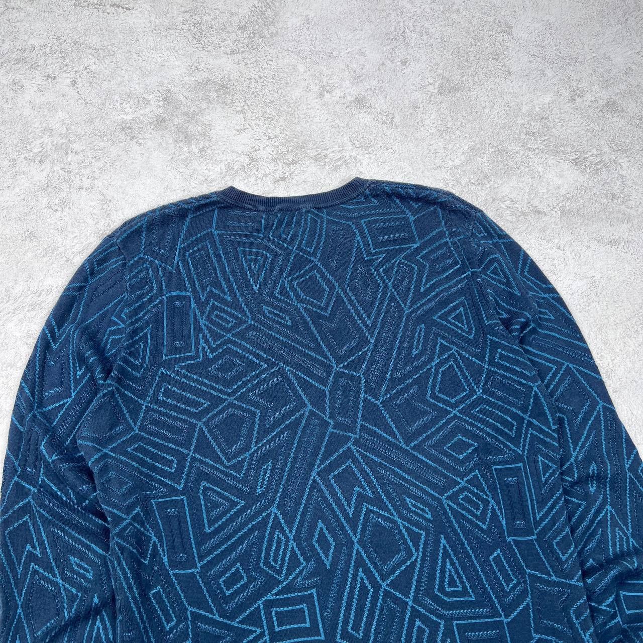 Versace Versace Jeans Couture Sweater V-Neck Blue Geometric Knit Size US S / EU 44-46 / 1 - 9 Thumbnail