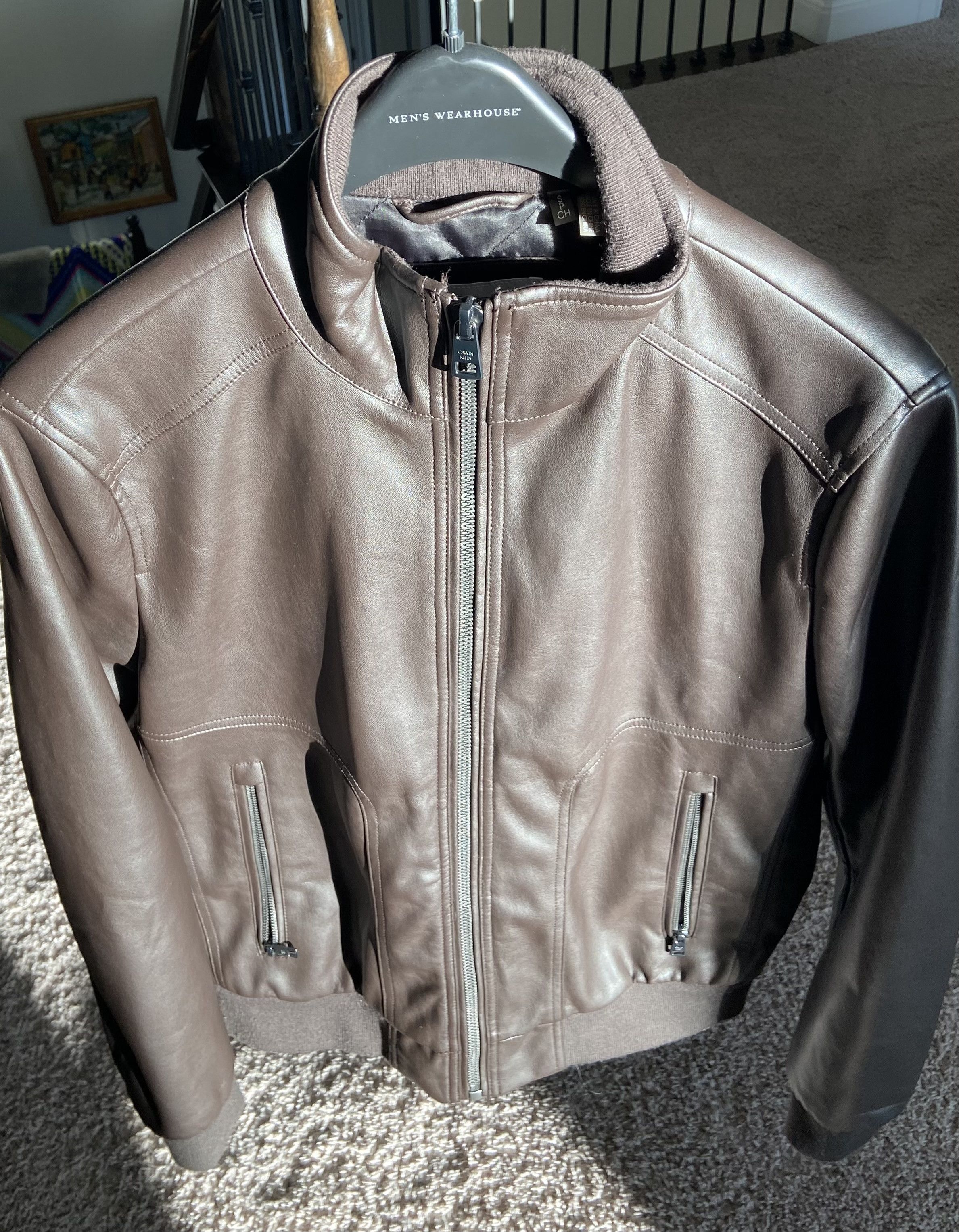 Calvin Klein Leather Jacket Size selling Large