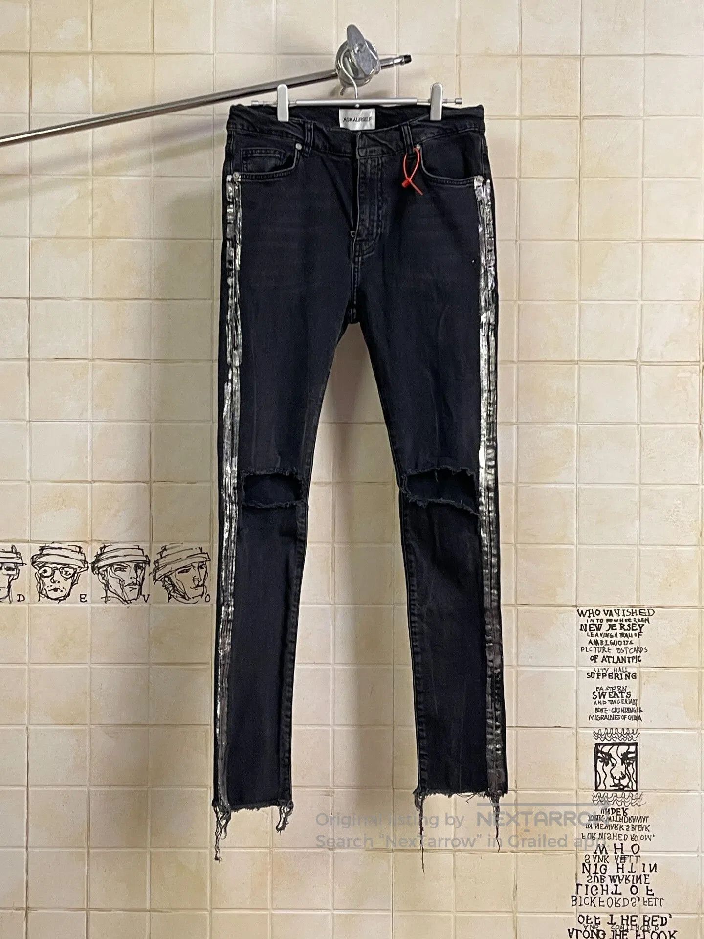Askyurself Silver Accent Destroyed Denim Pants. Size 28" / US 6 / IT 42 - 1 Thumbnail
