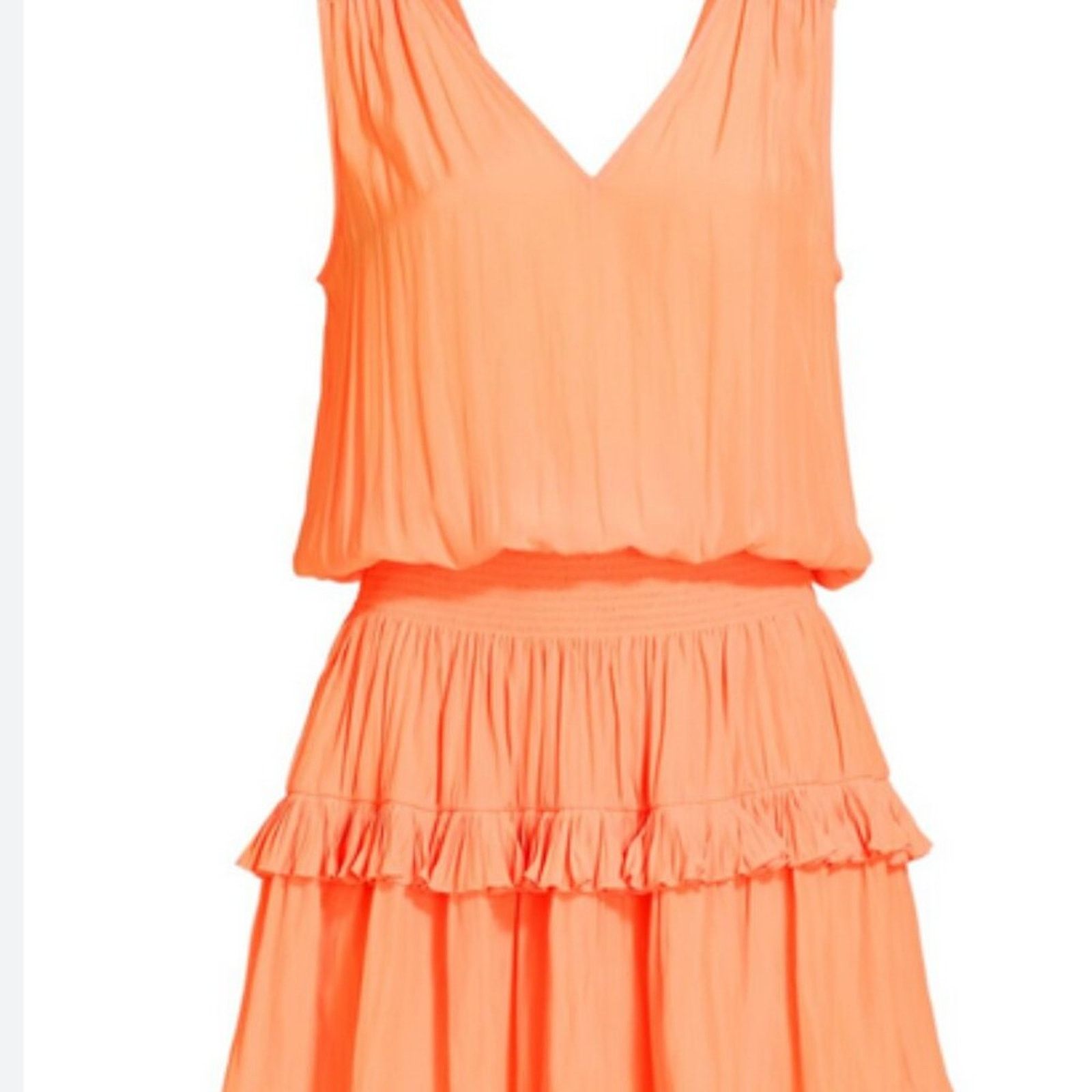 Ramy Brook Ramy Brook Kiara Smocked Mini Dress tangerine L Size L / US 10 / IT 46 - 13 Thumbnail