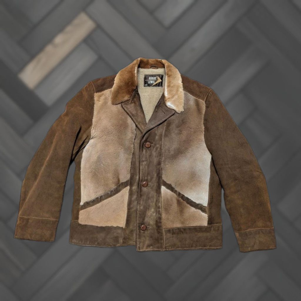 KangaROOS VINTAGE western suede leather KANGAROO FUR trucker jacket M Brown Cowboy safari 40 1960s 1970s boho Mens Size US M / EU 48-50 / 2 - 1 Thumbnail