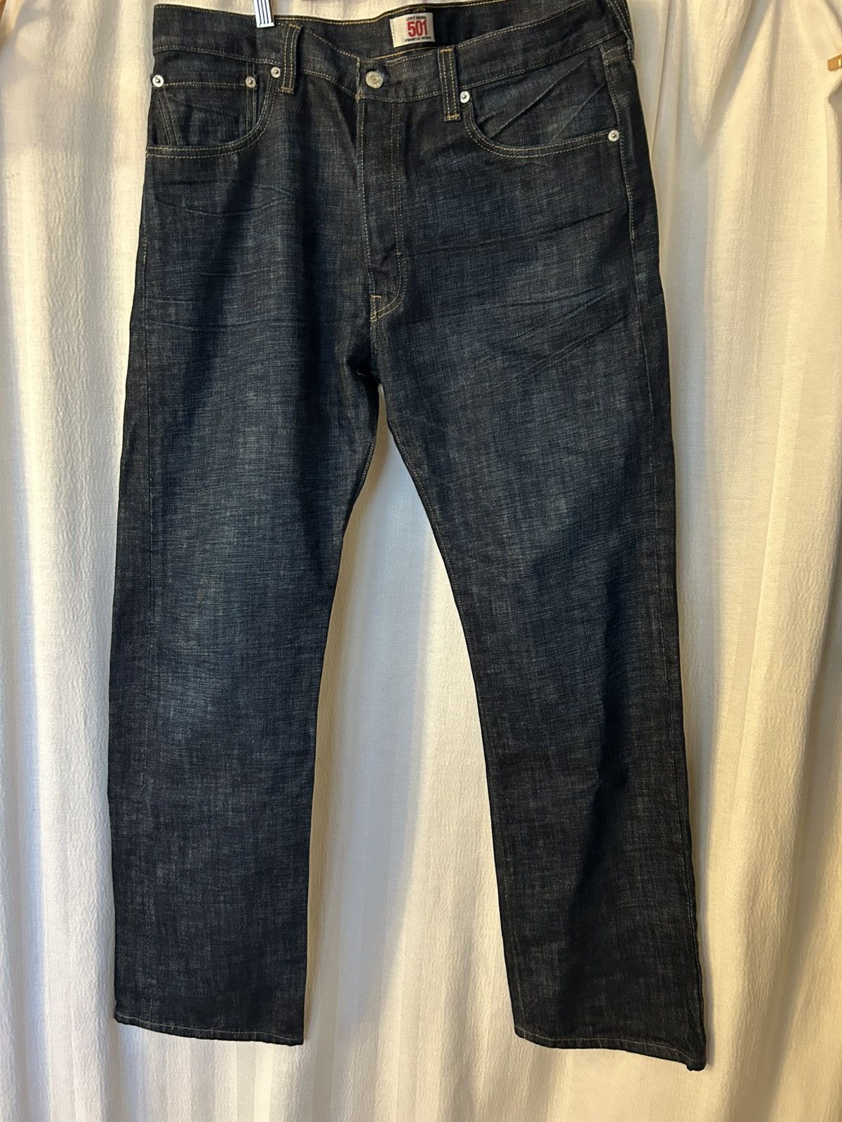 Levi's Jeans: dark wash blue levis straight 501 button fly sz 36x32 Size US 36 / EU 52 - 1 Thumbnail