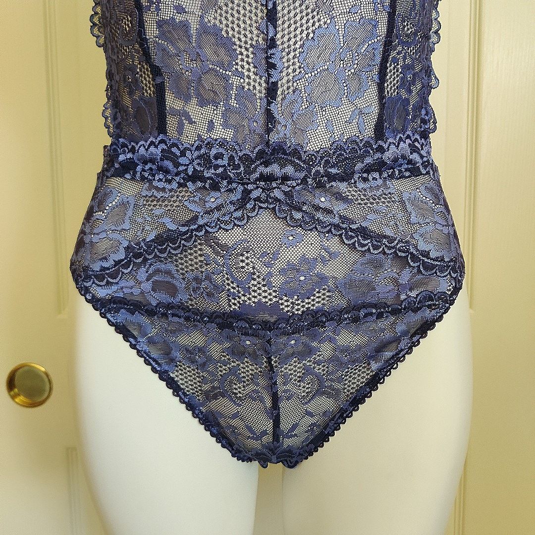 Salvage Savage X Fenty Sheer Stretch Floral Lace Teddy sz S Size S / US 4 / IT 40 - 5 Thumbnail