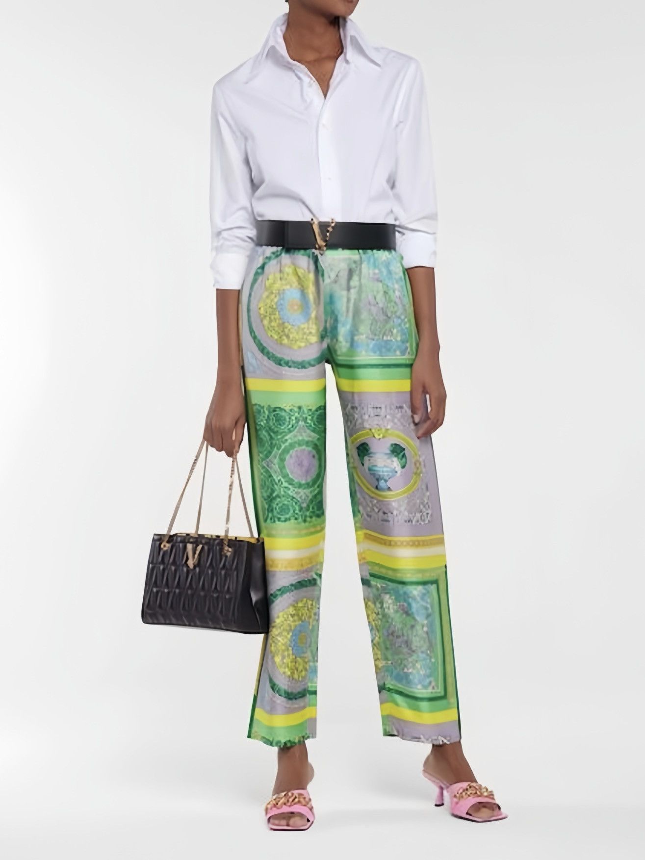 image of Versace Silk Barocco Mosaic Lounge Pants, Women's (Size 30)