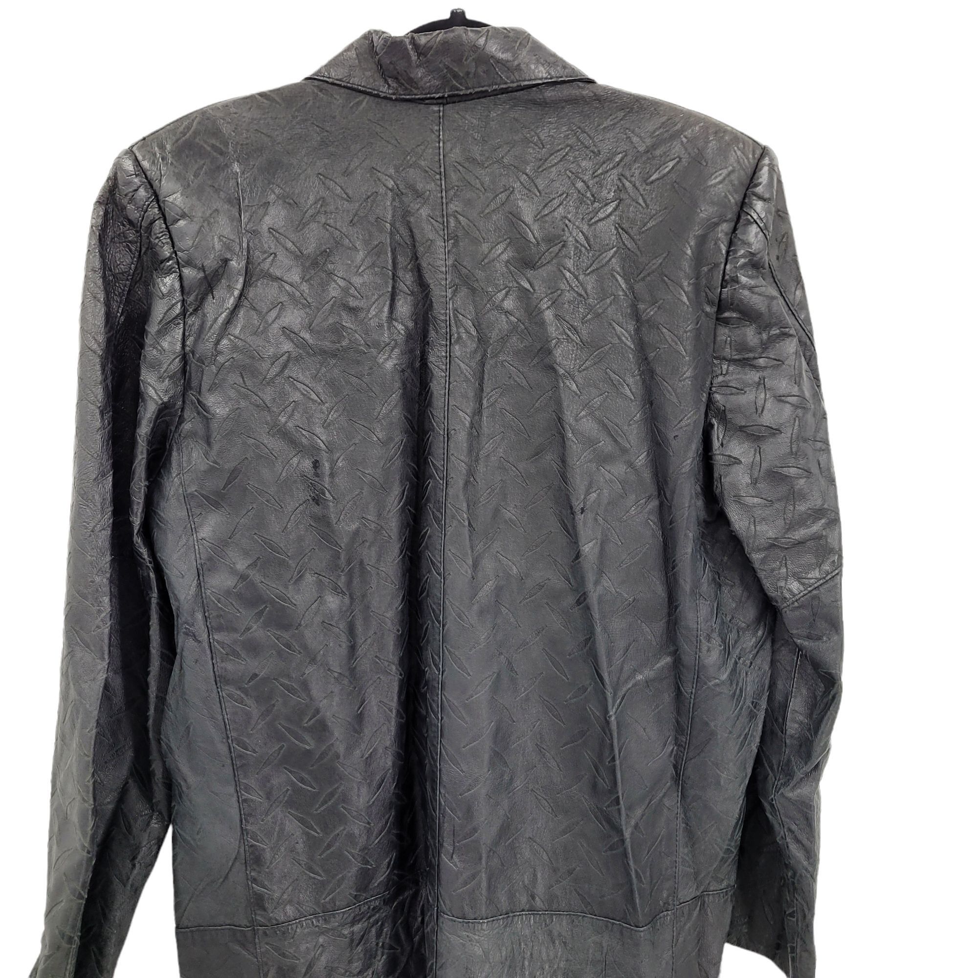 Vintage 80s Steampunk Black Leather Trench Coat Sz S Tread Embossed Size US S / EU 44-46 / 1 - 8 Thumbnail