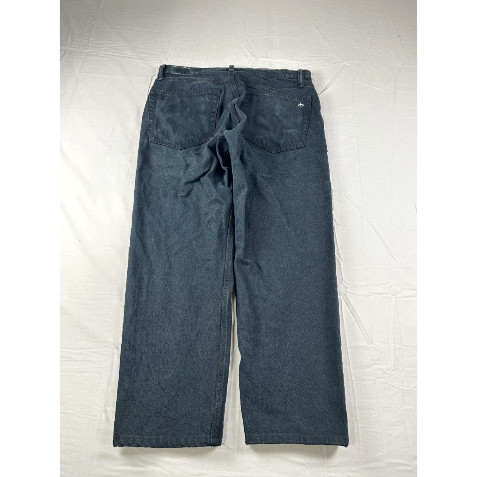 Rag & Bone VINTAGE Rag & Bone Jeans Mens 31X24.5 Black Denim Relaxed Wide Leg Button Fly Pants Size US 31 - 2 Thumbnail