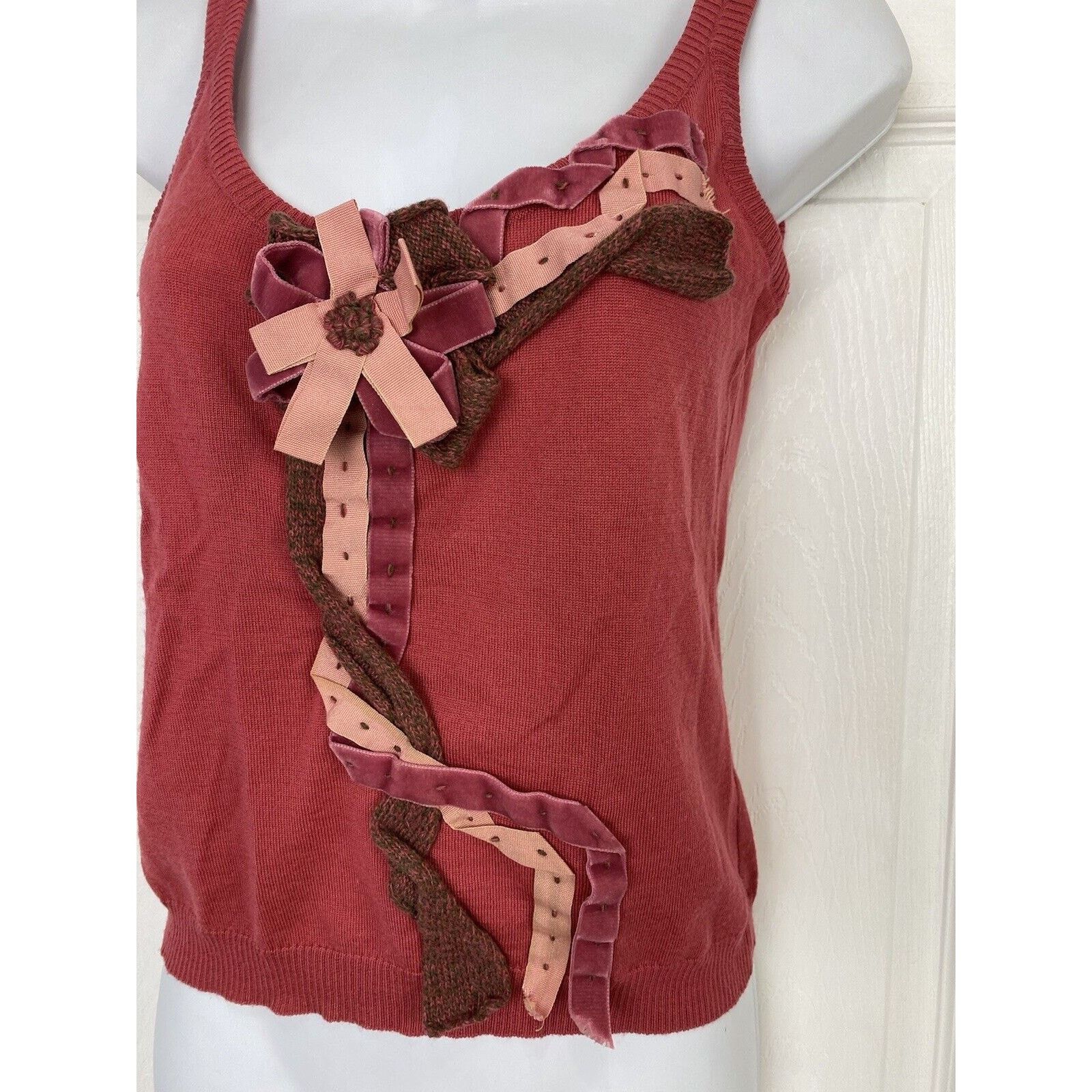 Moschino Moschino Cheap & Chic Wool Velvet Bow Camisole Blouse Pink Size M / US 6-8 / IT 42-44 - 2 Thumbnail