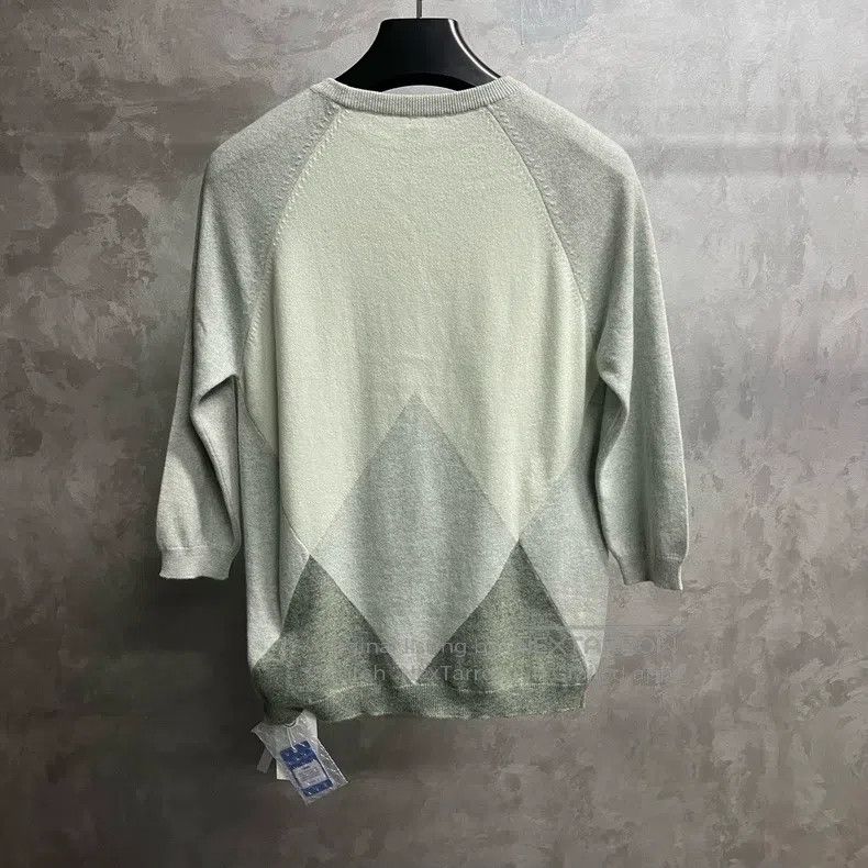 Hermes Hermes Gray and Green Color Block Geometric Pattern Knit S Size XS / US 0-2 / IT 36-38 - 2 Thumbnail