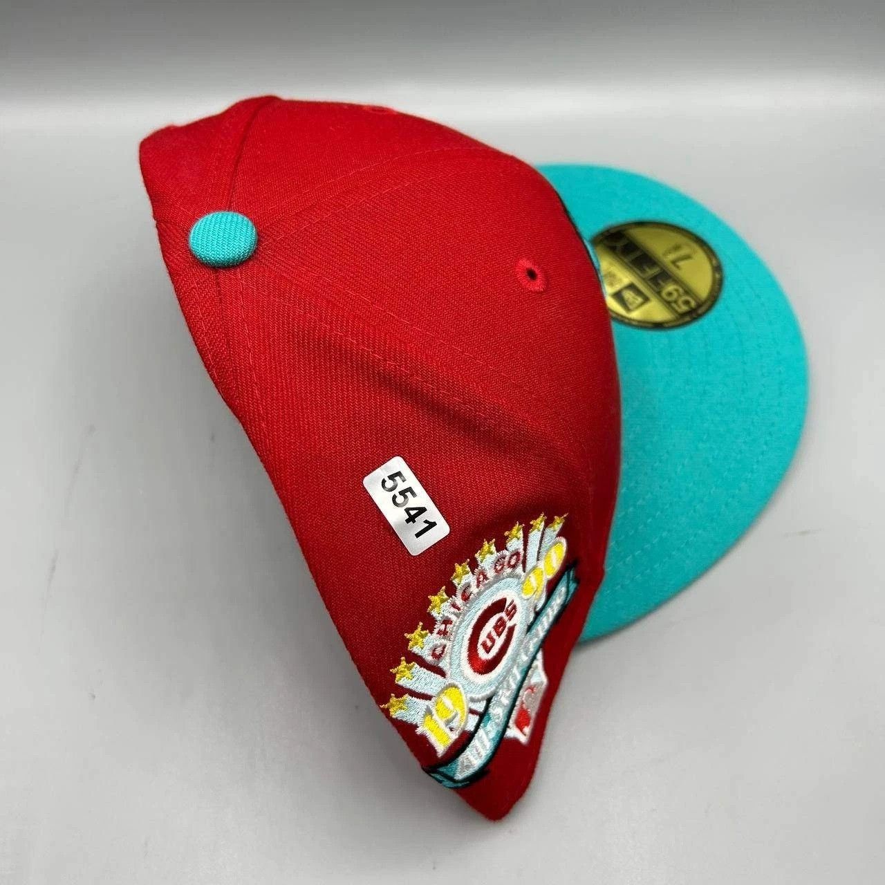 New Era Chicago Cubs Hat Men 7 3/8 Red Blue MLB Fitted Cap Size ONE SIZE - 9 Thumbnail
