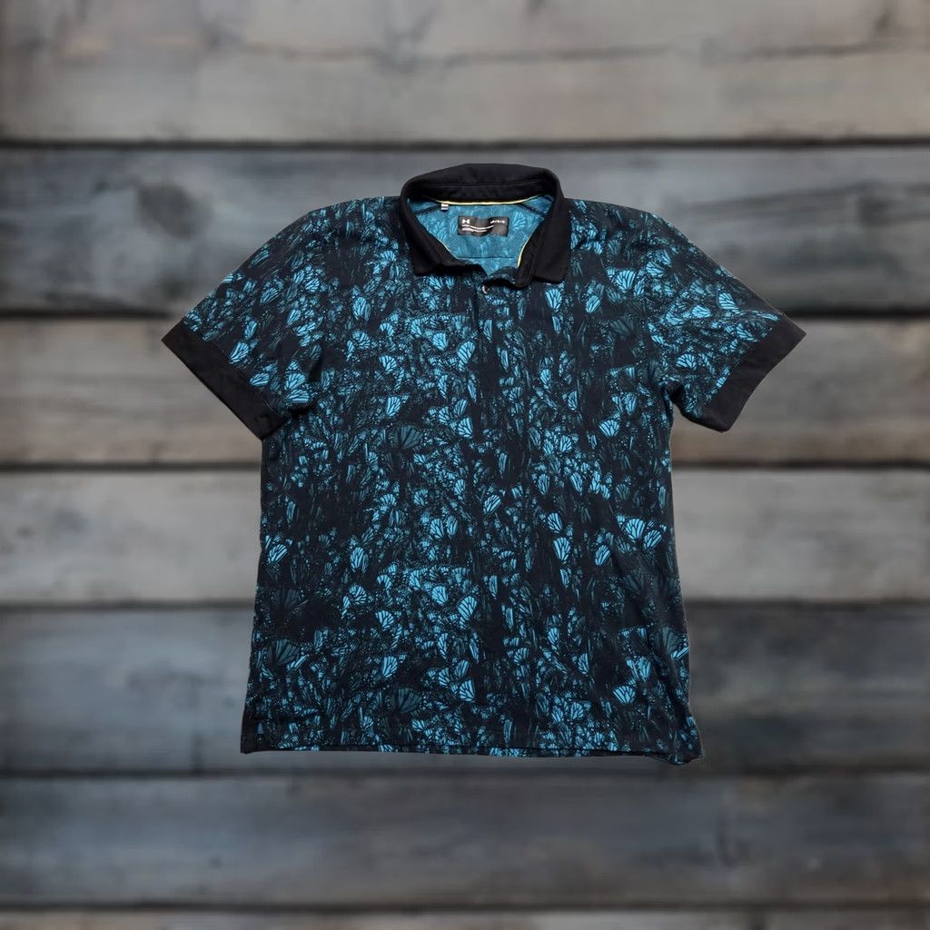 Under Armour Under Armour Polo Mens Large Blue Butterfly Print Golf Performance Lightweight Polo Shirt Size US L / EU 52-54 / 3 - 1 Thumbnail