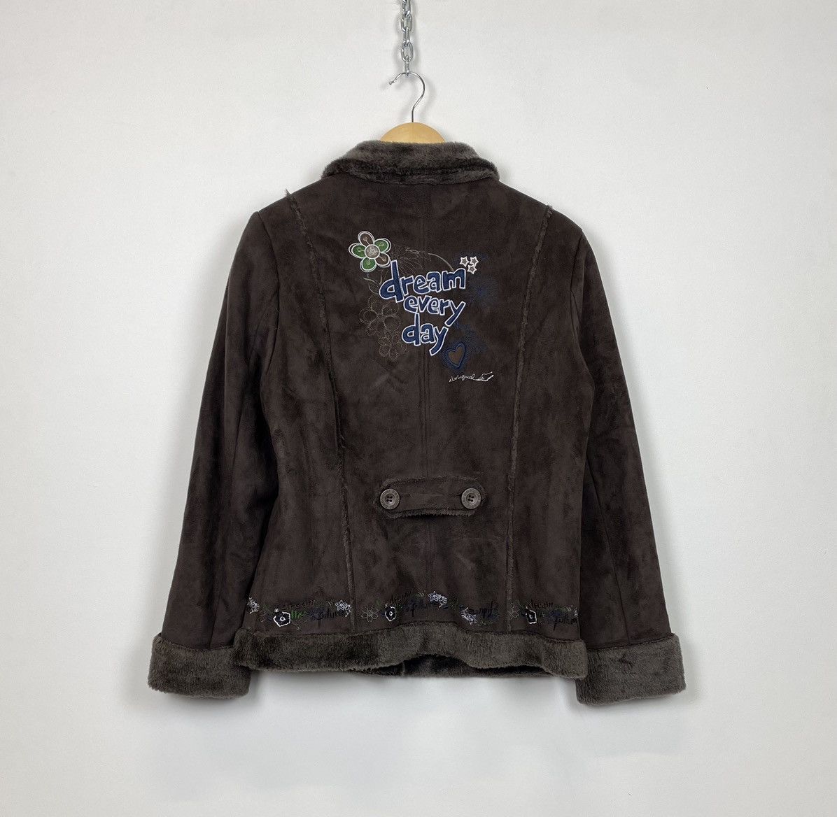 Desigual Vintage Y2K Desigual Faux Fur Brown Short Coat Jacket Floral Size M / US 6-8 / IT 42-44 - 10 Thumbnail