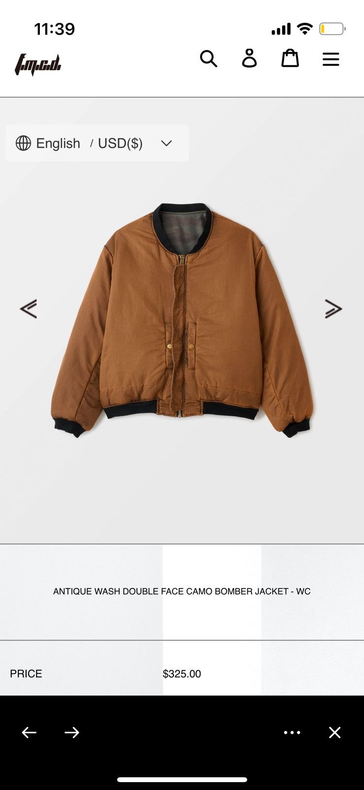 Fostex Garments Fostex Garments ANTIQUE WASH DOUBLE FACE CAMO BOMBER JACKET Size US M / EU 48-50 / 2 - 6 Thumbnail
