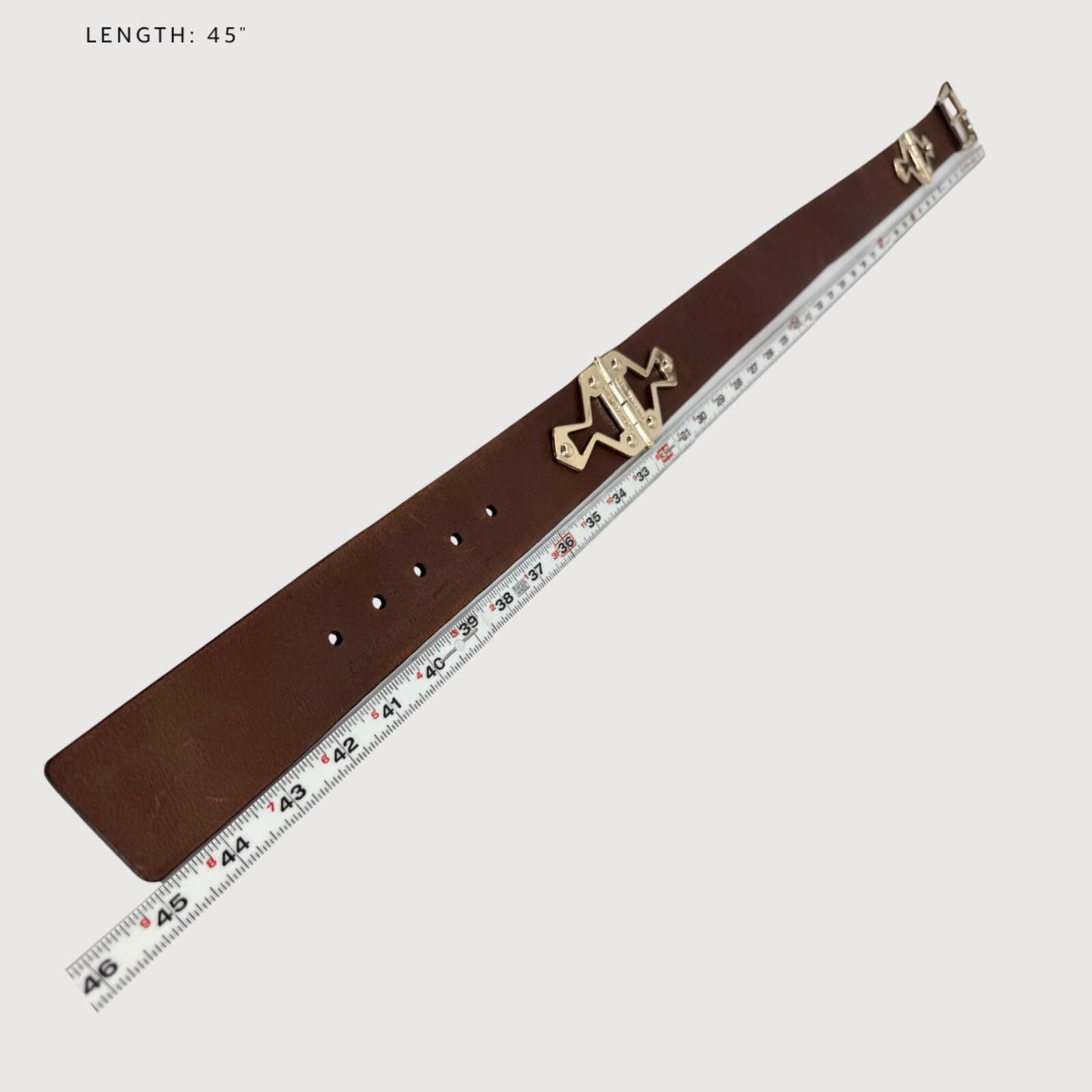 Michael Kors Michael Kors Brown Leather Gold Hardware Statement Belt - L Size ONE SIZE - 6 Thumbnail