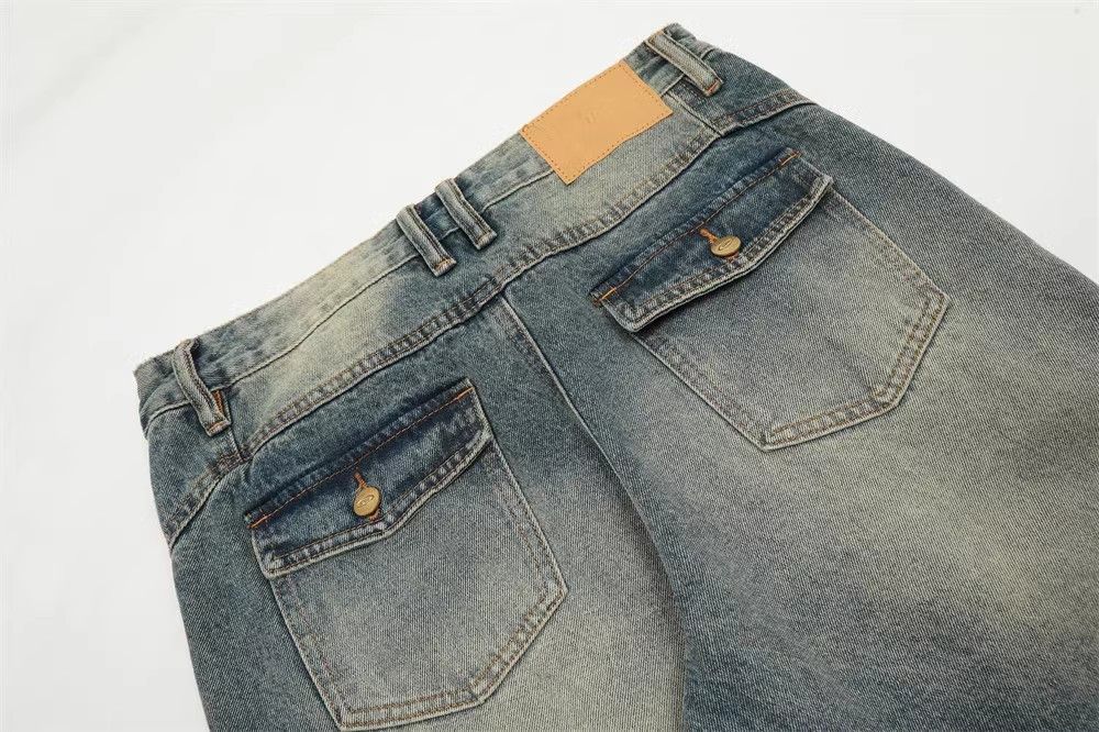 Japanese Brand Men's American loose casual distressed straight washed jeans Size US 32 / EU 48 - 5 Thumbnail