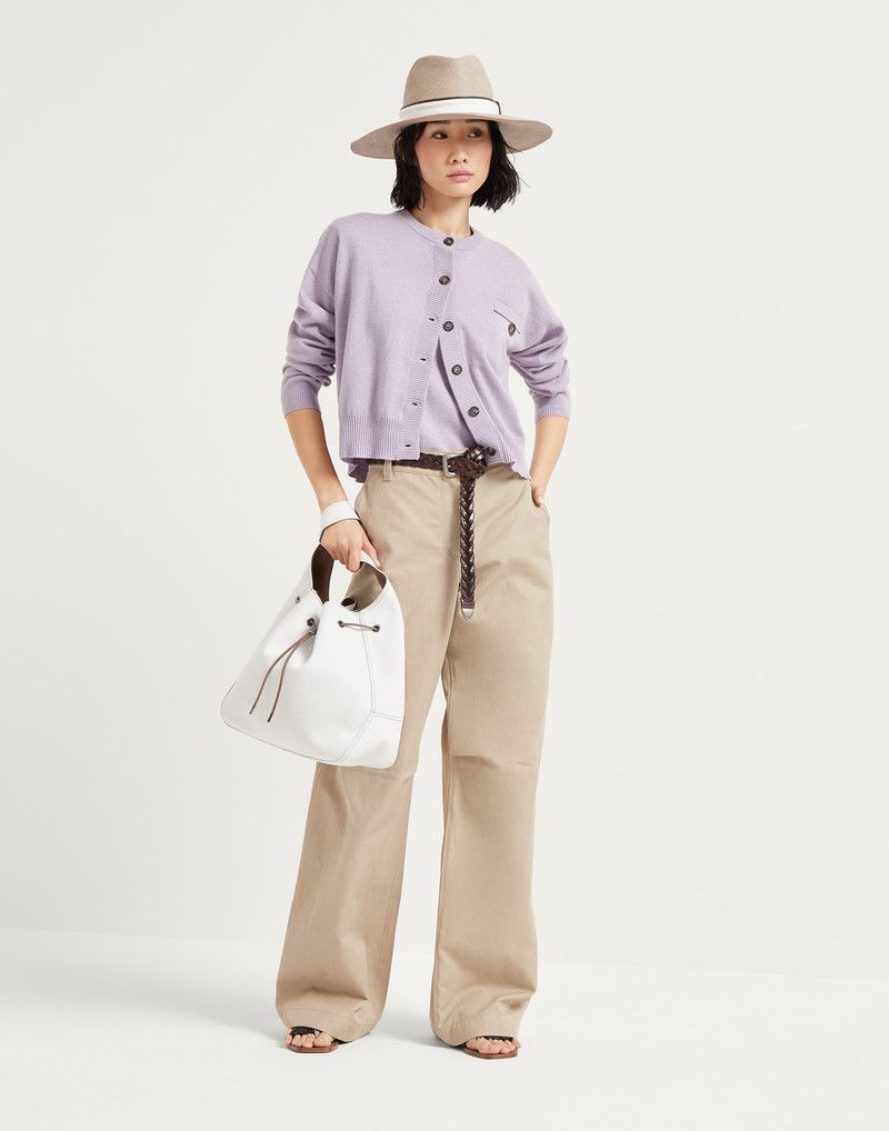 Brunello Cucinelli o1la1rc1a0326 Cashmere Cardigan With Monili in Purple Size XL / US 12-14 / IT 48-50 - 5 Thumbnail