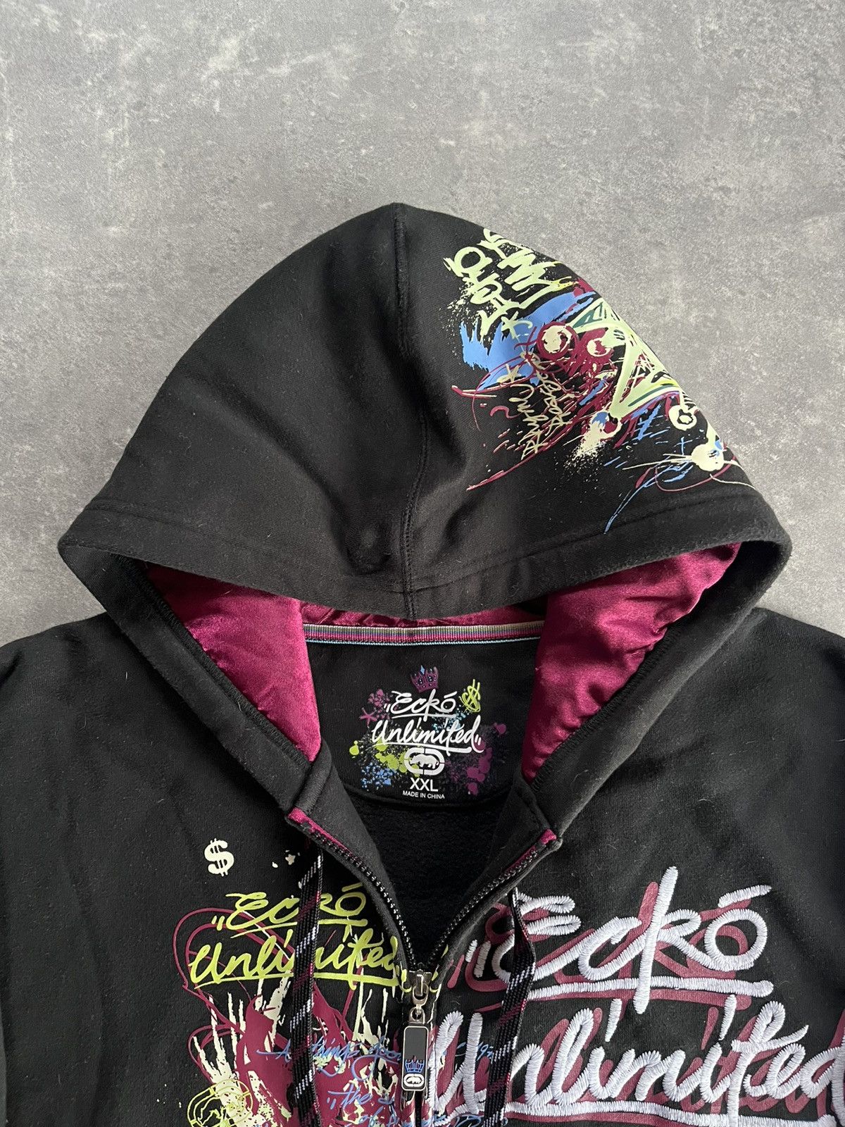 Ecko Unltd. 00s Ecko Unlimited Painted Logo Baggy Zip Hoodie XXL Rare Size US XXL / EU 58 / 5 - 8 Thumbnail
