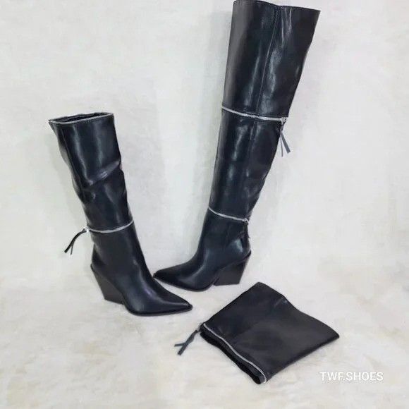 Other Alexa Western Wedge All in One Zipper Shaft Ankle Knee & Thi Size US 7.5 / IT 37.5 - 6 Thumbnail