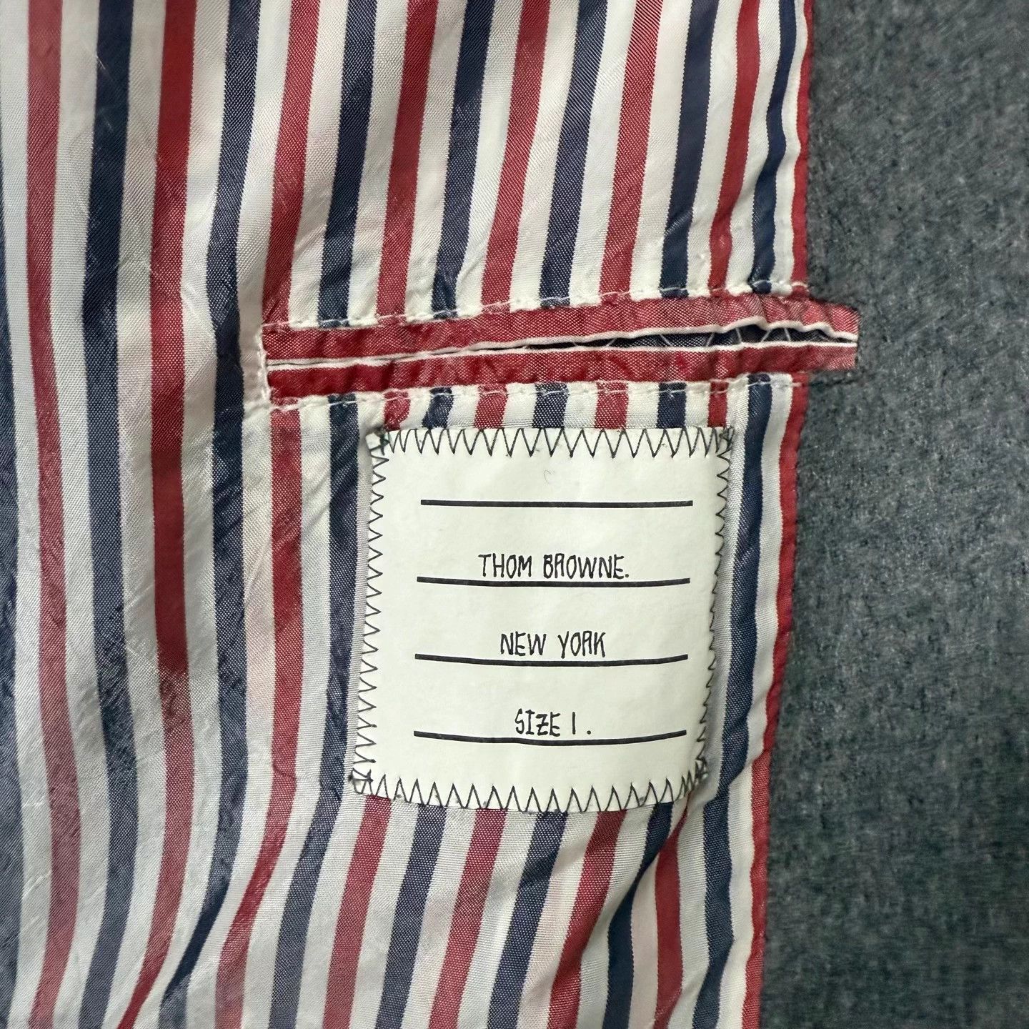 Thom Browne TB gray white leather sleeve panel jacket 1 99 Size US S / EU 44-46 / 1 - 4 Thumbnail