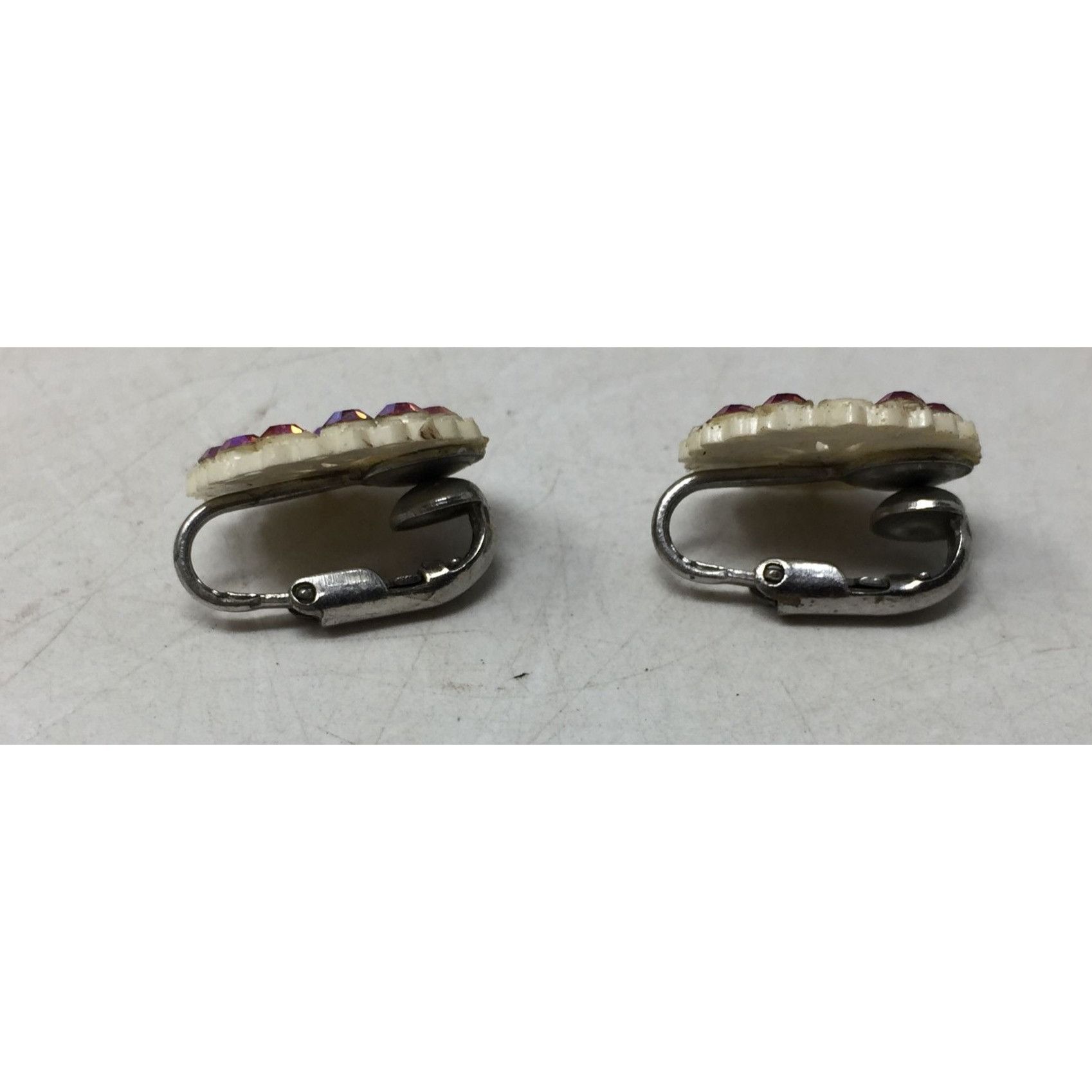 Other Women's White and Pink Rhinestone Clip On Earrings Size ONE SIZE - 3 Thumbnail