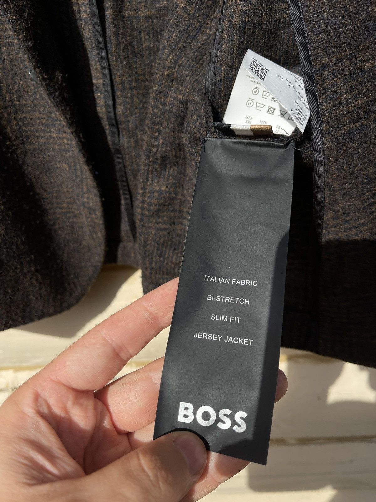 Hugo Boss 2022 Boss jersey jacket brown blazer wool Size 42R - 12 Thumbnail