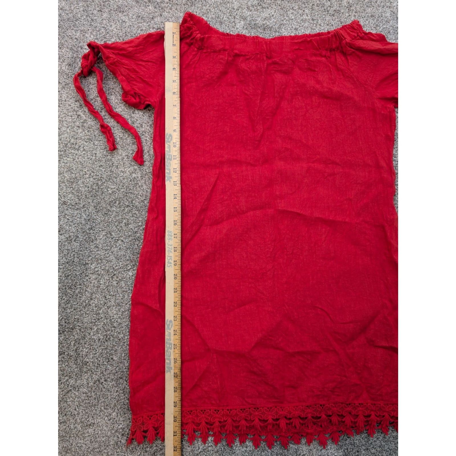 VINTAGE Lungo L\'Arno Linen Tunic Mini Dress Small Boho Peasant Festival  Crochet Lace Hem Red Shirt Women S Season Spring Summer Fall Winter -  asatuae.com