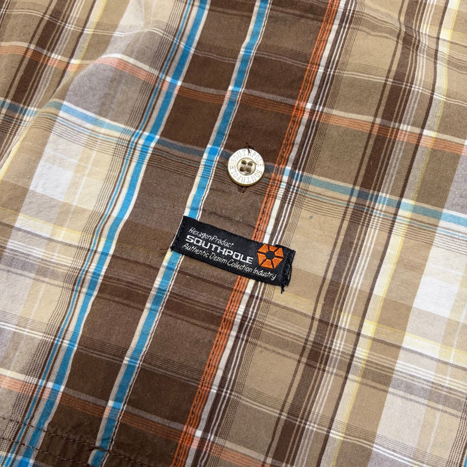 Southpole Vintage South Pole Plaid Button Up Shirt Mens XL Brown Y2K Size US XL / EU 56 / 4 - 6 Thumbnail