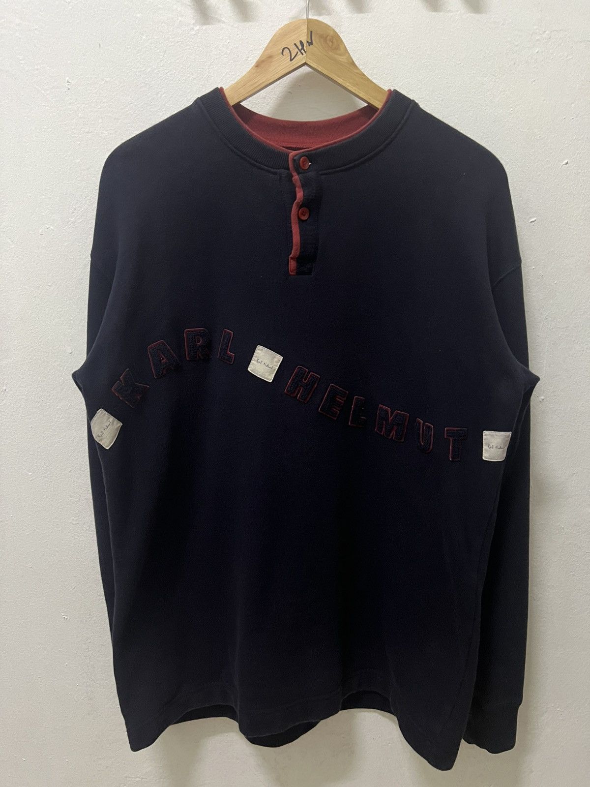 Karl Helmut Vintage 90s Karl Helmut Spellout Henley Size US L / EU 52-54 / 3 - 3 Thumbnail