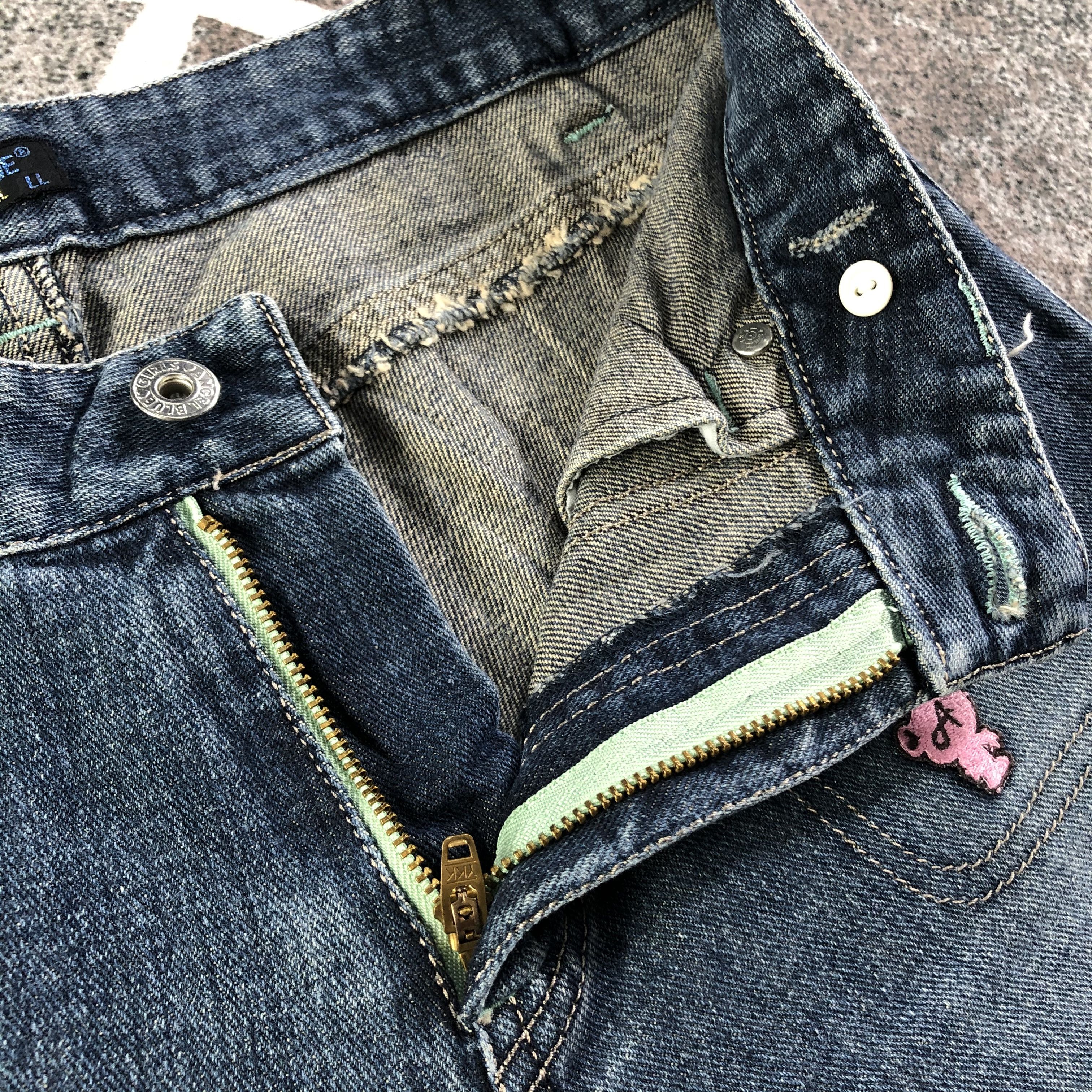 Japanese Brand Angel Blue Patchwork Flared Jeans KJ1980 Size 30" / US 8 / IT 44 - 10 Thumbnail