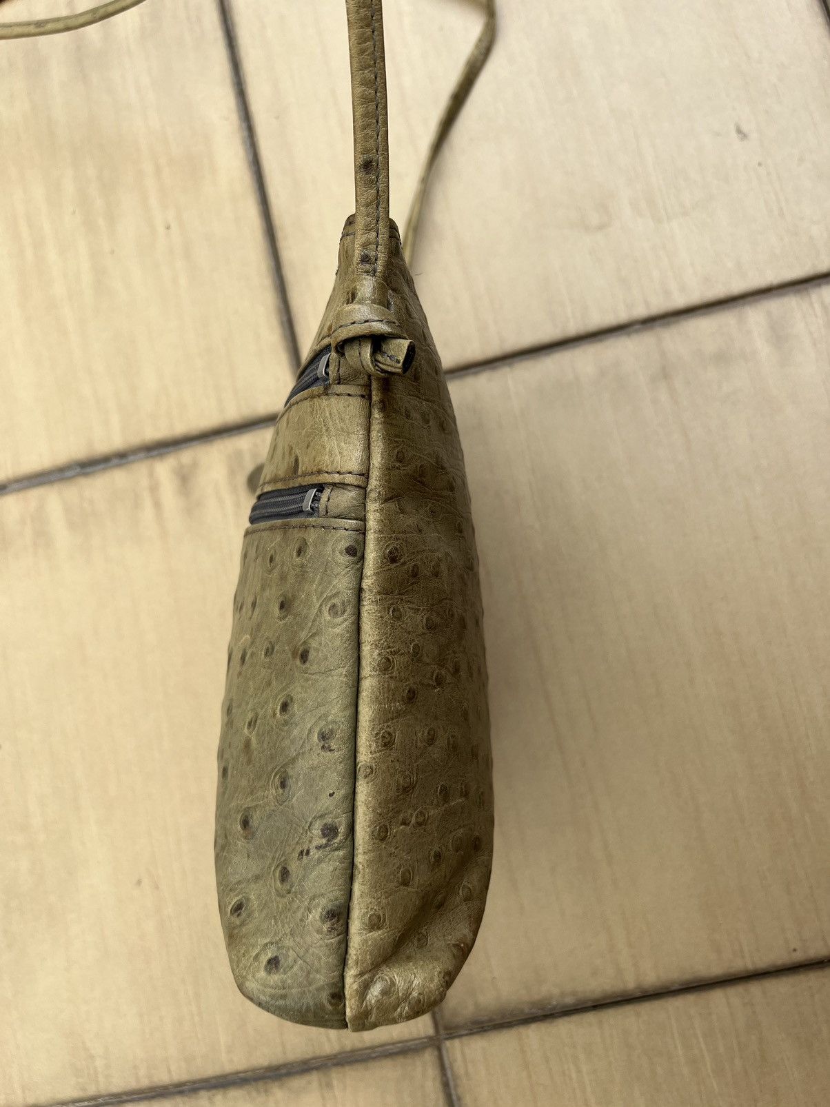 Leather Vintage Jacovitti Italy Patina Ostrich Leather Bag Unisex Size ONE SIZE - 12 Thumbnail