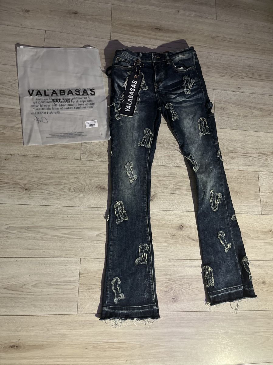 Blue Washed Stacked Valabasas Jeans