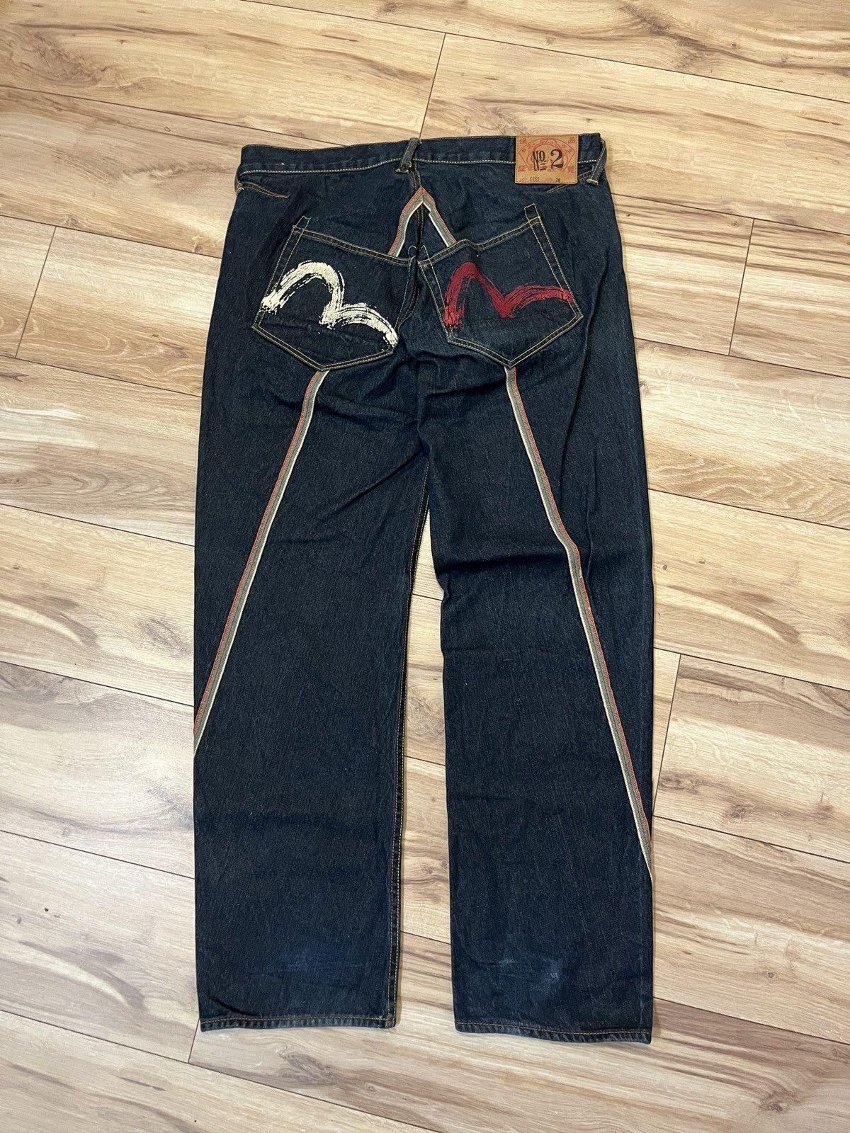 Image of Evisu No. 2 Twisted Outer Selvedge Denim Jeans in Navy, Men's (Size 38)