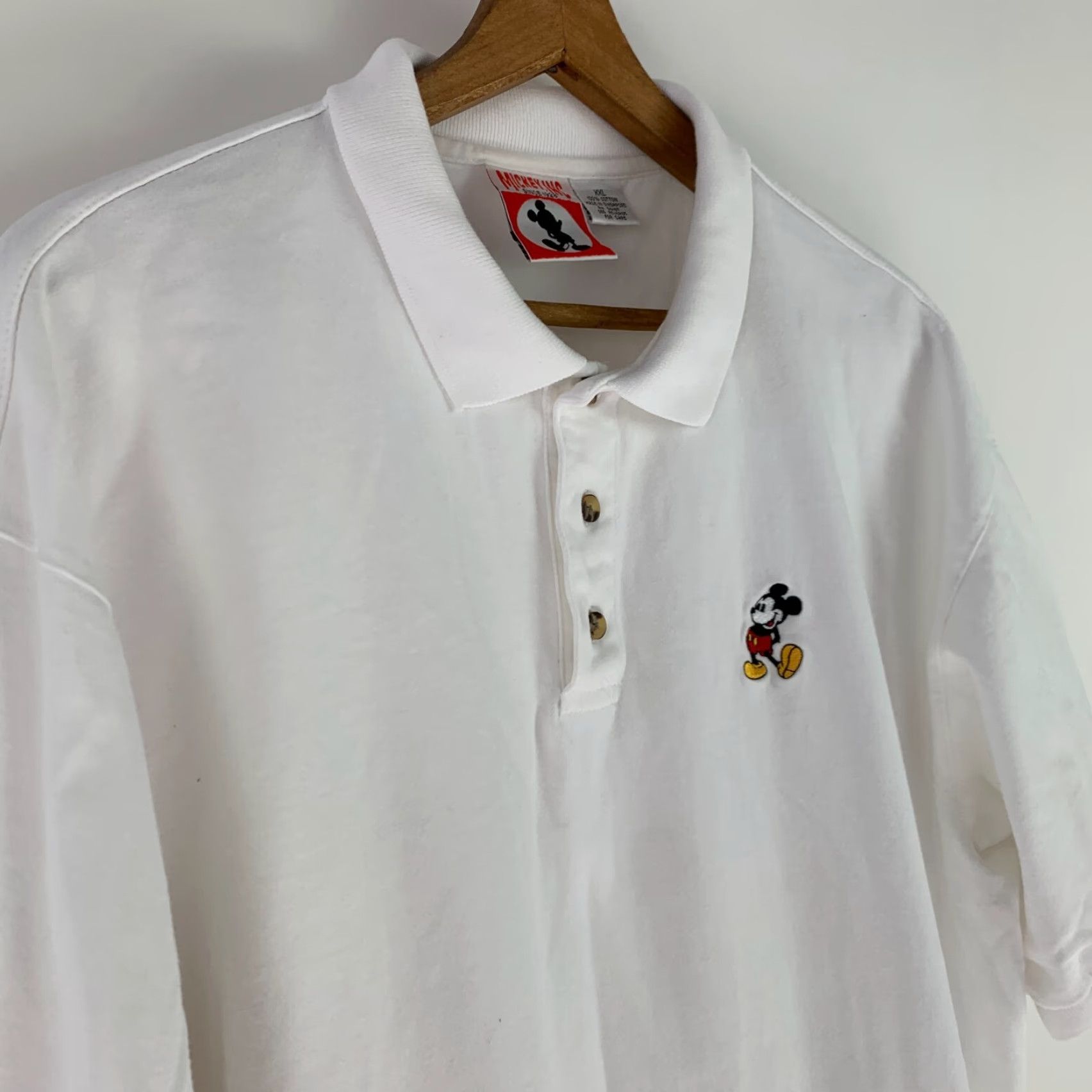 Vintage VINTAGE Mickey Inc Polo Shirt Mens XXL White 1990s Embroidered 100% Cotton Polo Rugby Short Sleeve Shirt Mens Womens Size US XXL / EU 58 / 5 - 2 Thumbnail